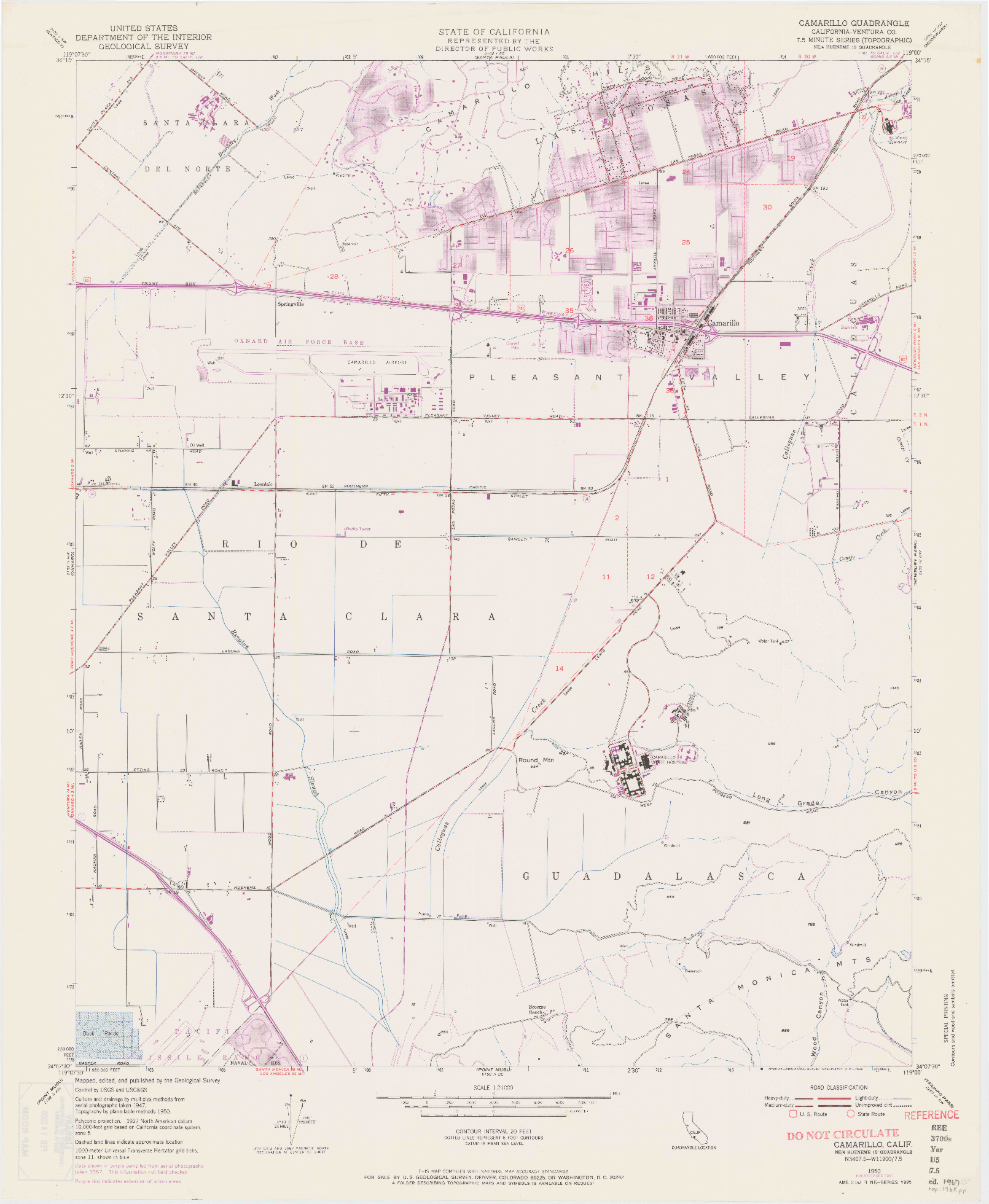 USGS 1:24000-SCALE QUADRANGLE FOR CAMARILLO, CA 1950