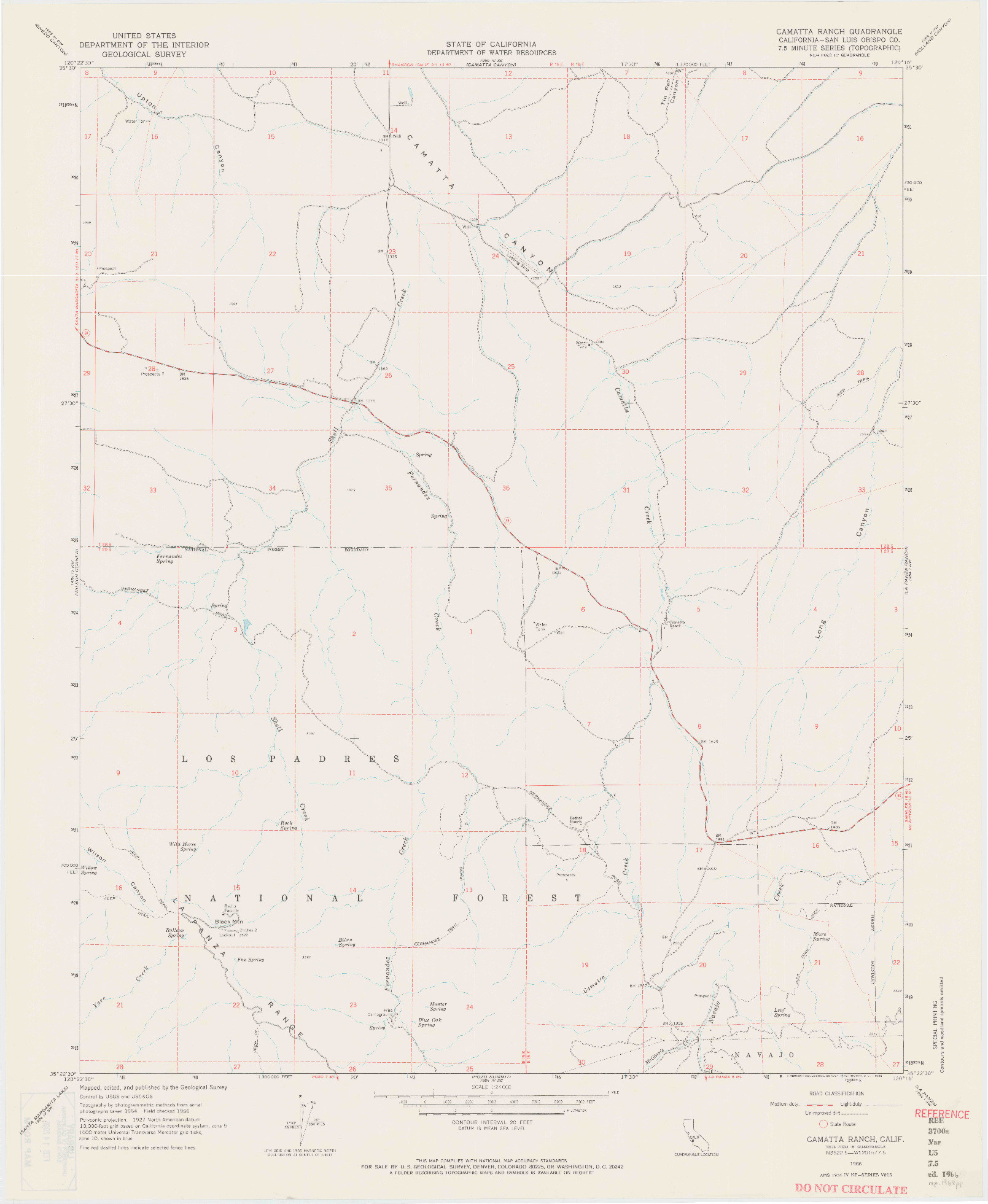 USGS 1:24000-SCALE QUADRANGLE FOR CAMATTA RANCH, CA 1966