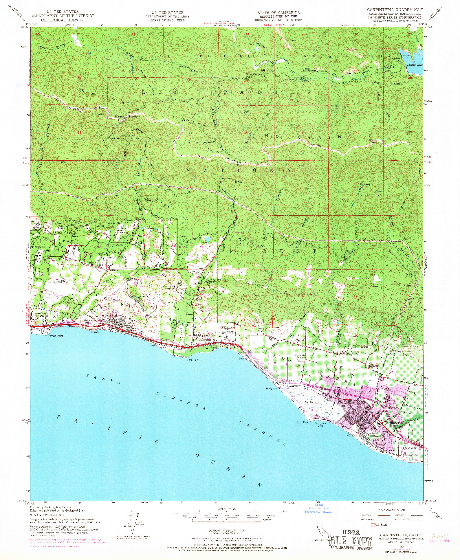 USGS 1:24000-SCALE QUADRANGLE FOR CARPINTERIA, CA 1952