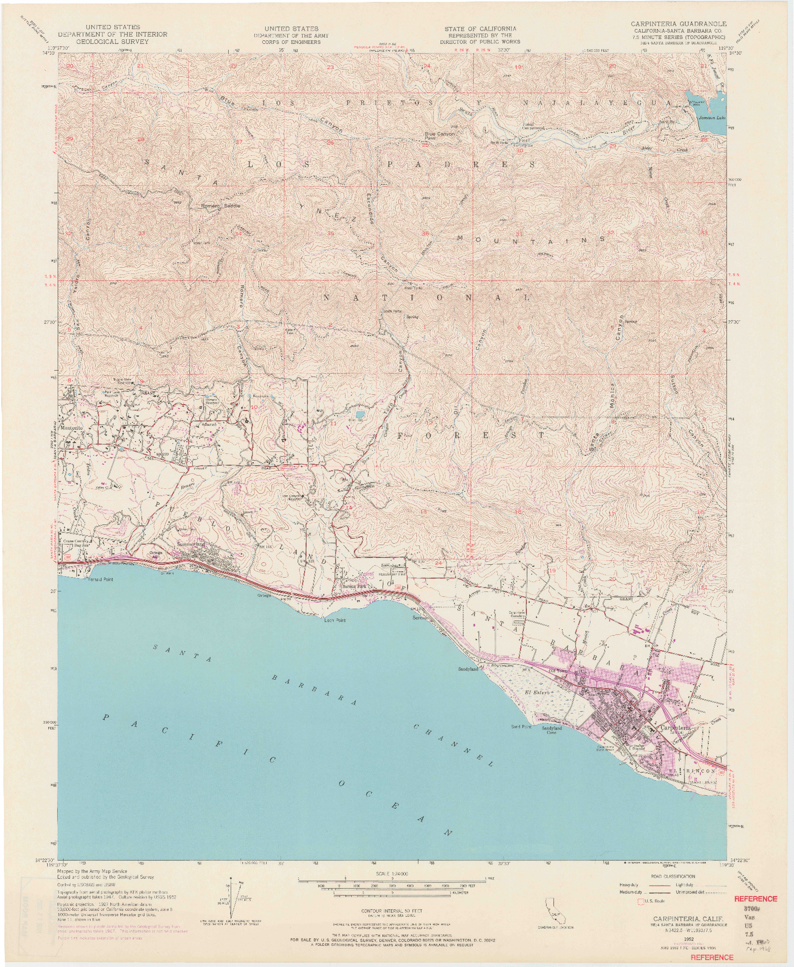 USGS 1:24000-SCALE QUADRANGLE FOR CARPINTERIA, CA 1952