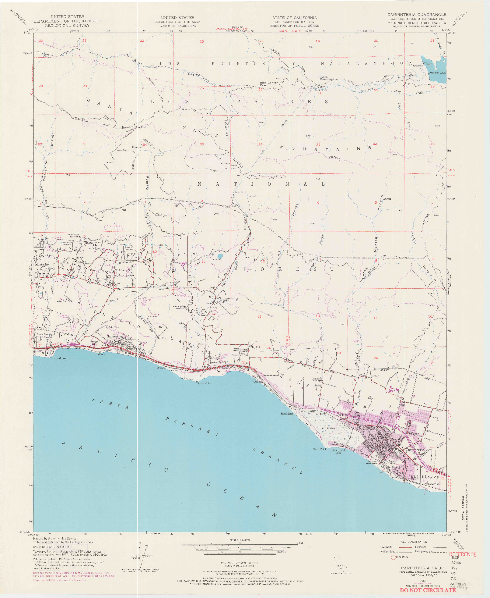 USGS 1:24000-SCALE QUADRANGLE FOR CARPINTERIA, CA 1952