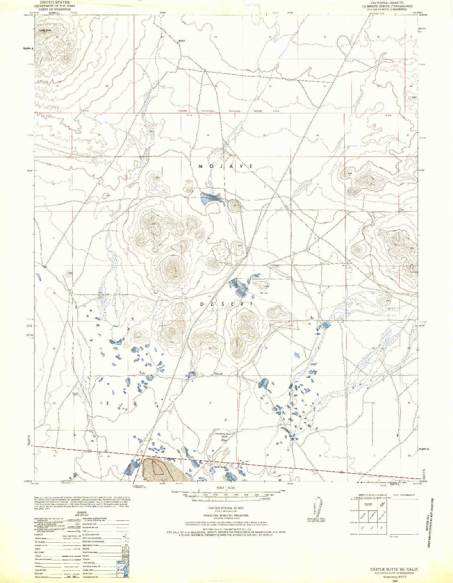 USGS 1:24000-SCALE QUADRANGLE FOR CASTLE BUTTE SE, CA 1947