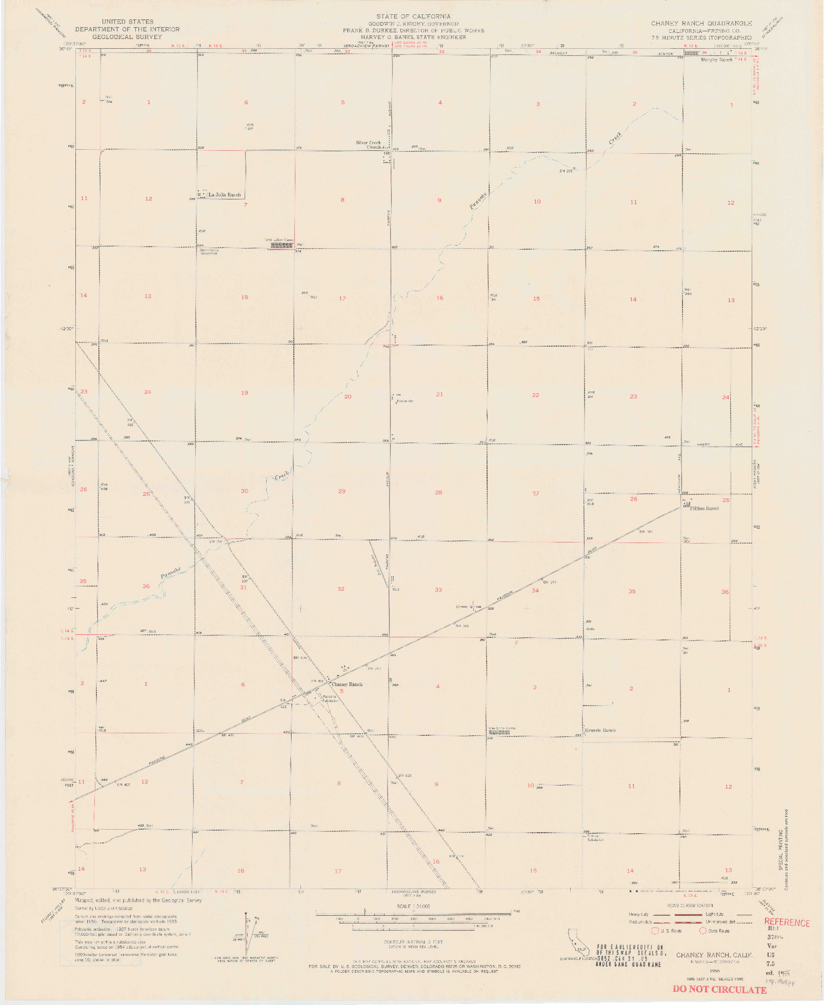 USGS 1:24000-SCALE QUADRANGLE FOR CHANEY RANCH, CA 1955