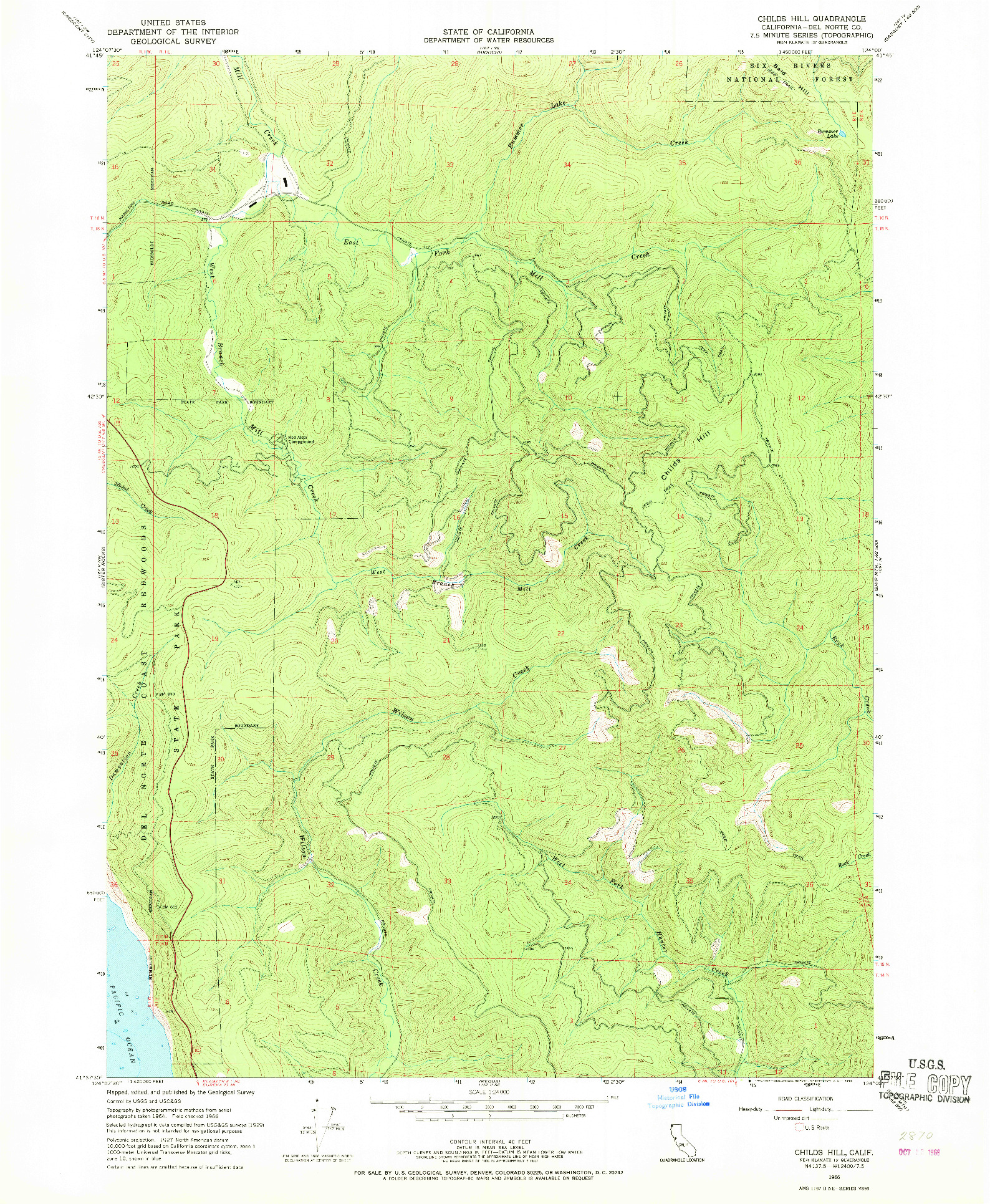 USGS 1:24000-SCALE QUADRANGLE FOR CHILDS HILL, CA 1966