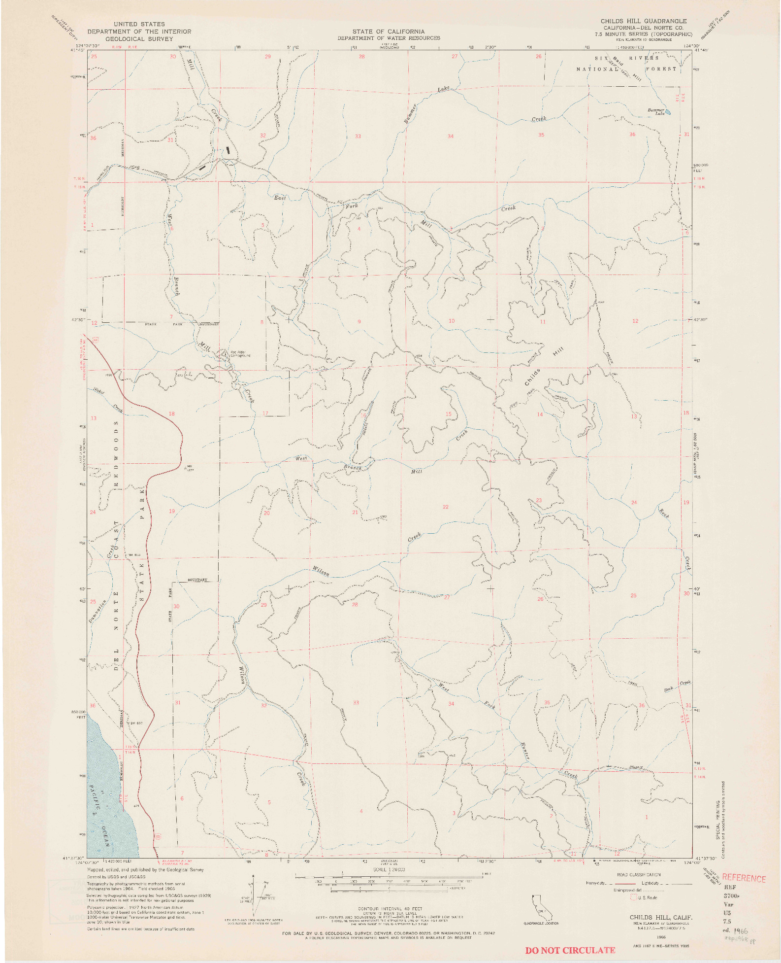 USGS 1:24000-SCALE QUADRANGLE FOR CHILDS HILL, CA 1966