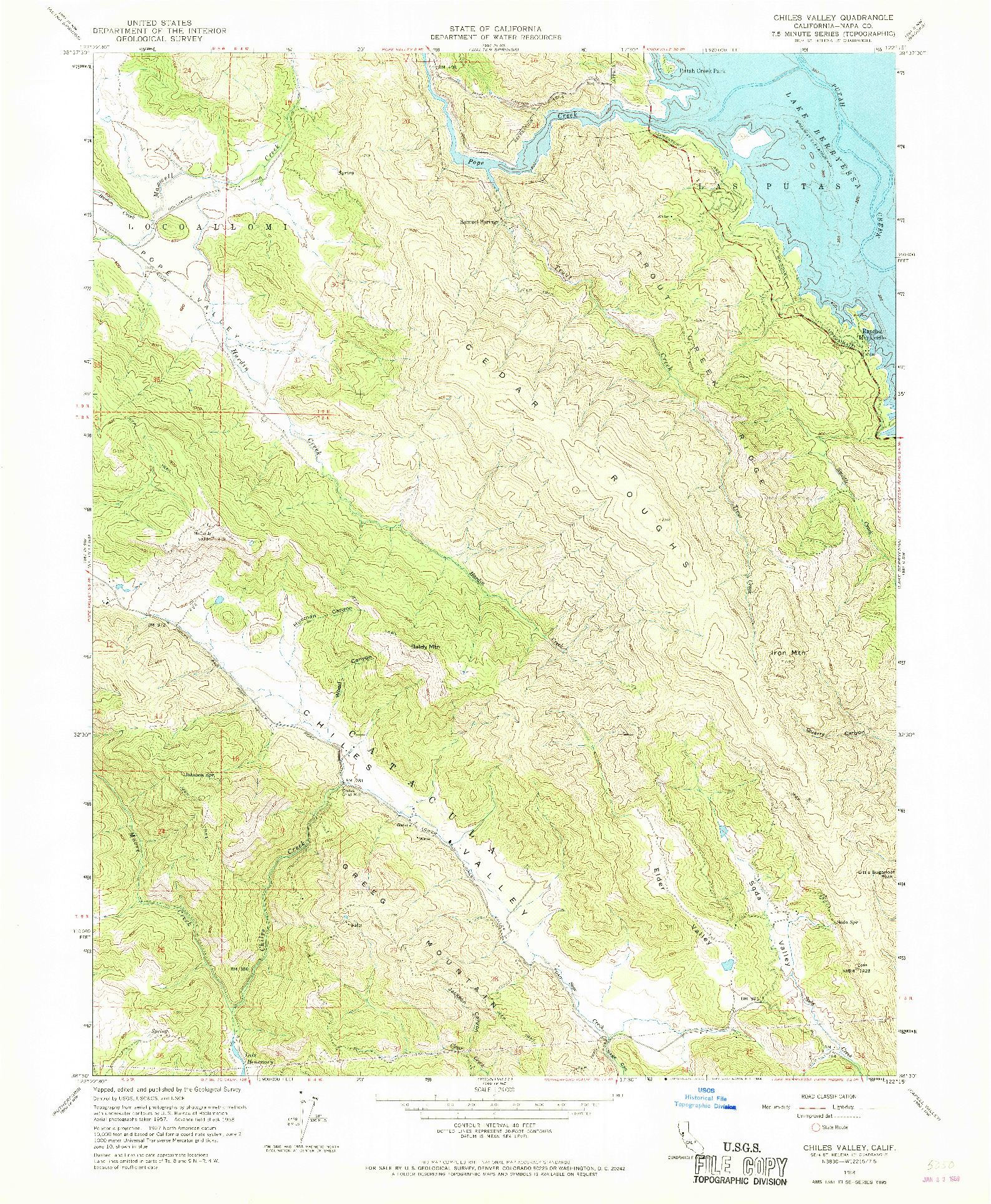 USGS 1:24000-SCALE QUADRANGLE FOR CHILES VALLEY, CA 1958