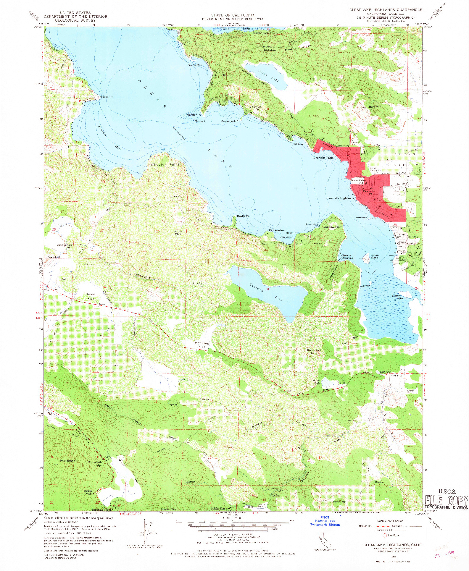 USGS 1:24000-SCALE QUADRANGLE FOR CLEARLAKE HIGHLANDS, CA 1958