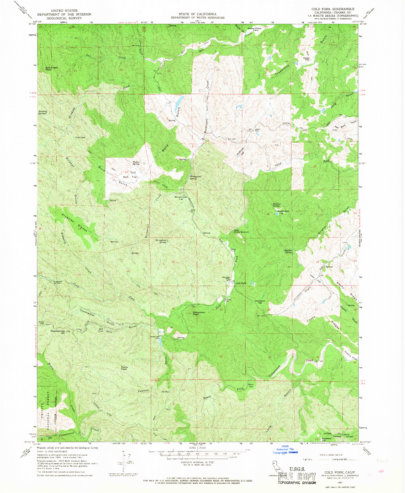 USGS 1:24000-SCALE QUADRANGLE FOR COLD FORK, CA 1967