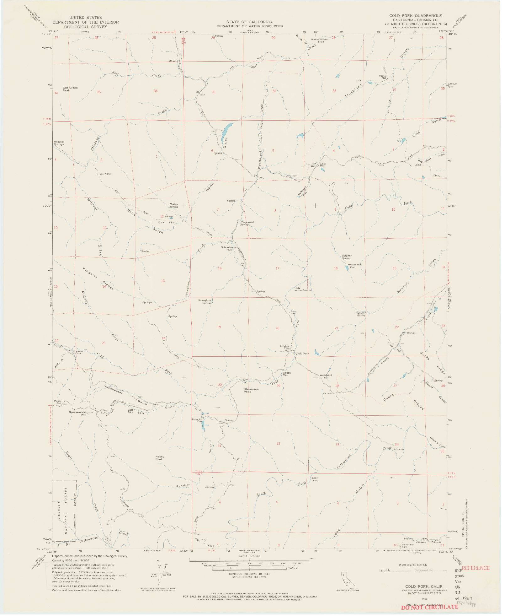 USGS 1:24000-SCALE QUADRANGLE FOR COLD FORK, CA 1967
