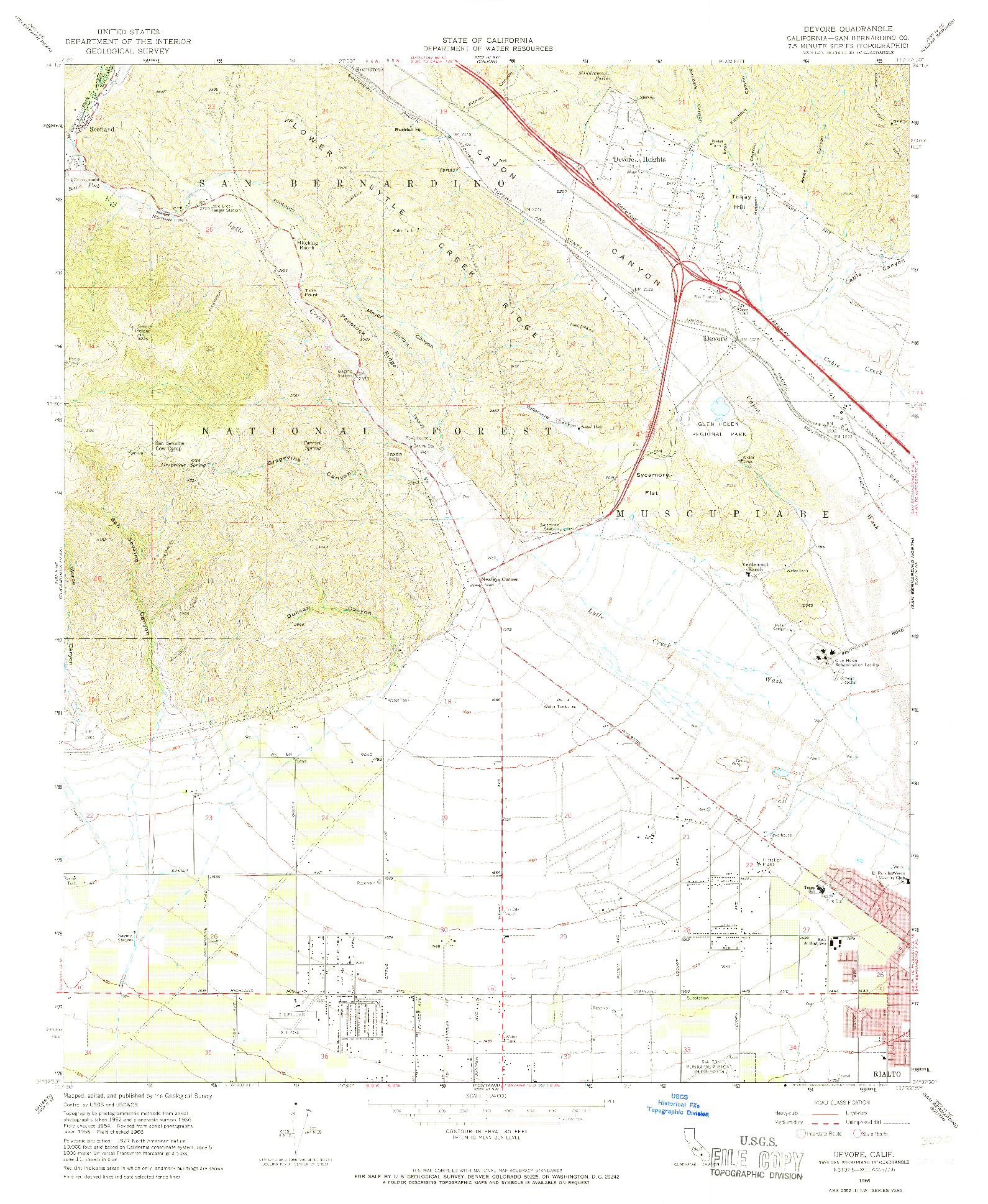 USGS 1:24000-SCALE QUADRANGLE FOR DEVORE, CA 1966