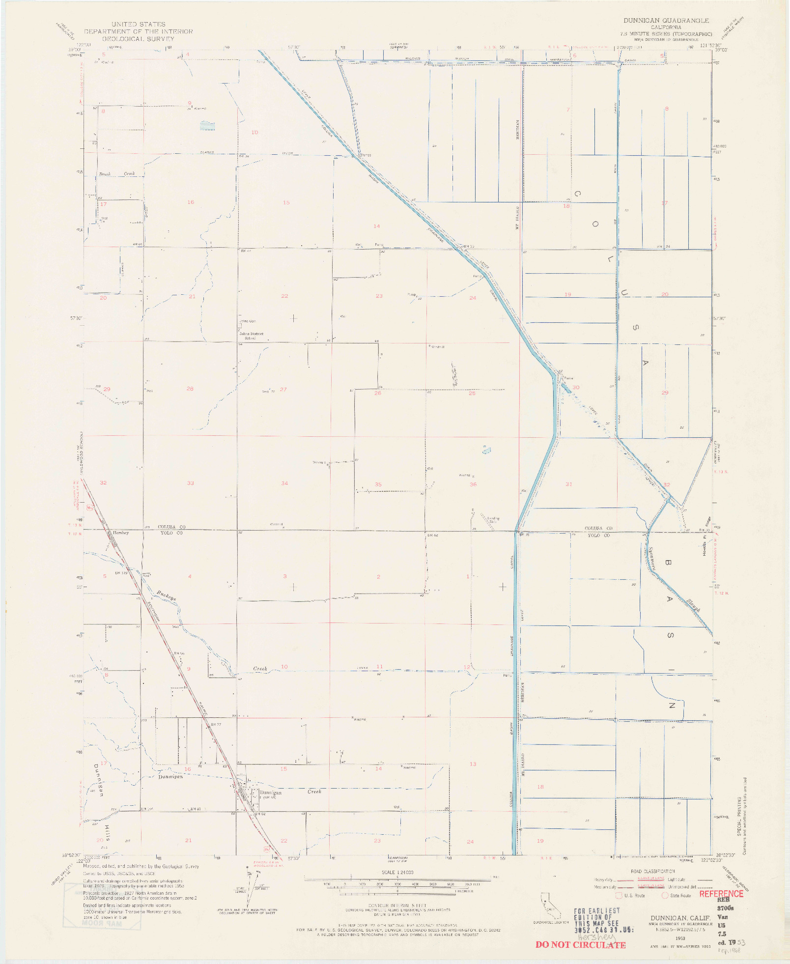 USGS 1:24000-SCALE QUADRANGLE FOR DUNNIGAN, CA 1953