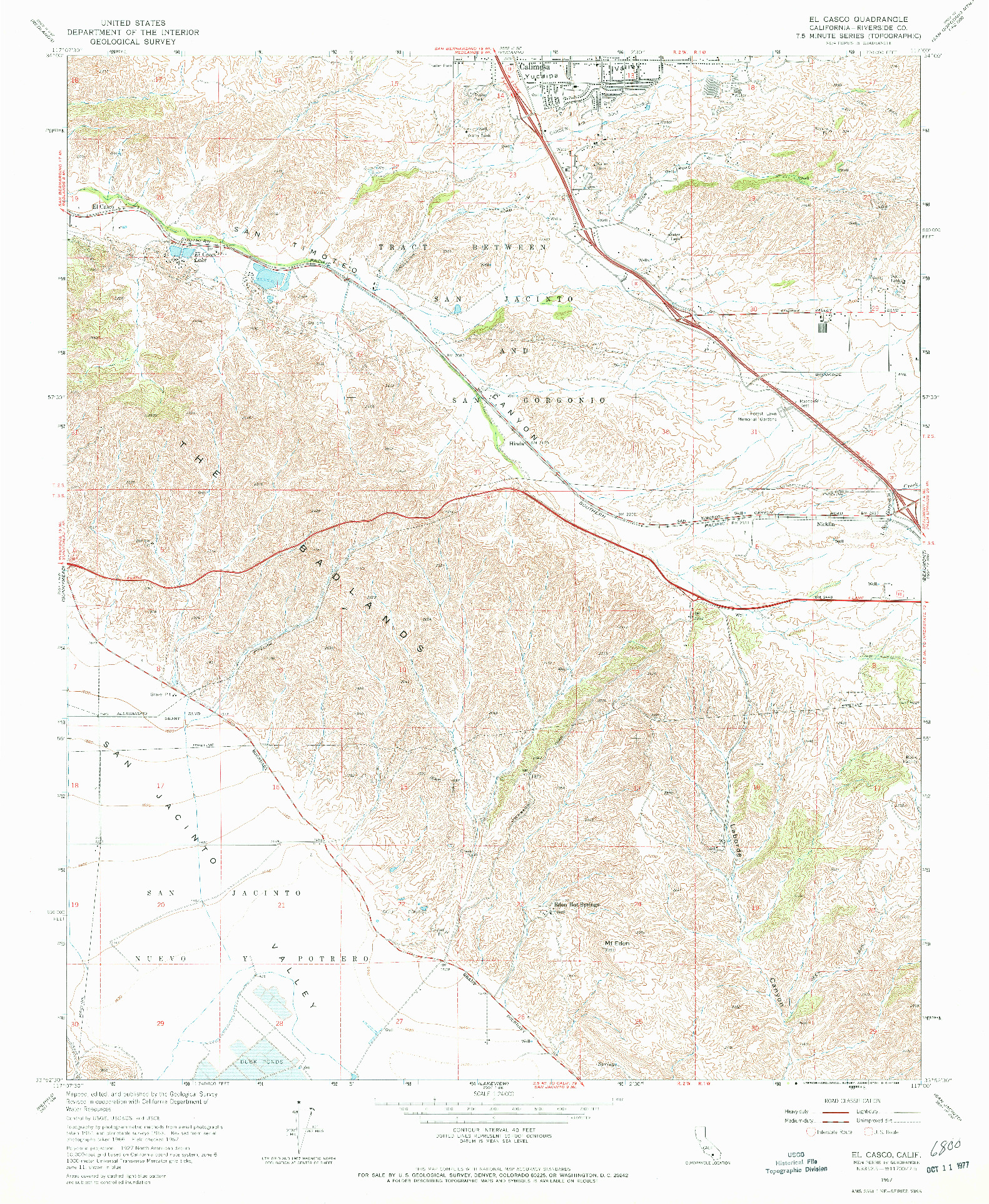 USGS 1:24000-SCALE QUADRANGLE FOR EL CASCO, CA 1967