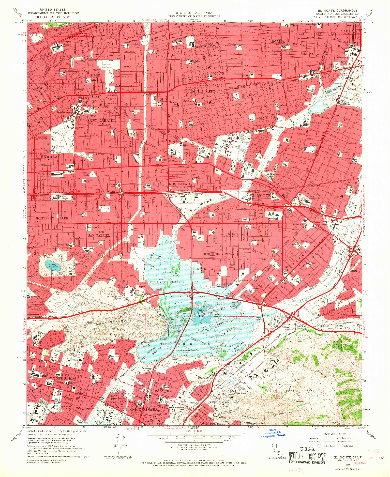 USGS 1:24000-SCALE QUADRANGLE FOR EL MONTE, CA 1966