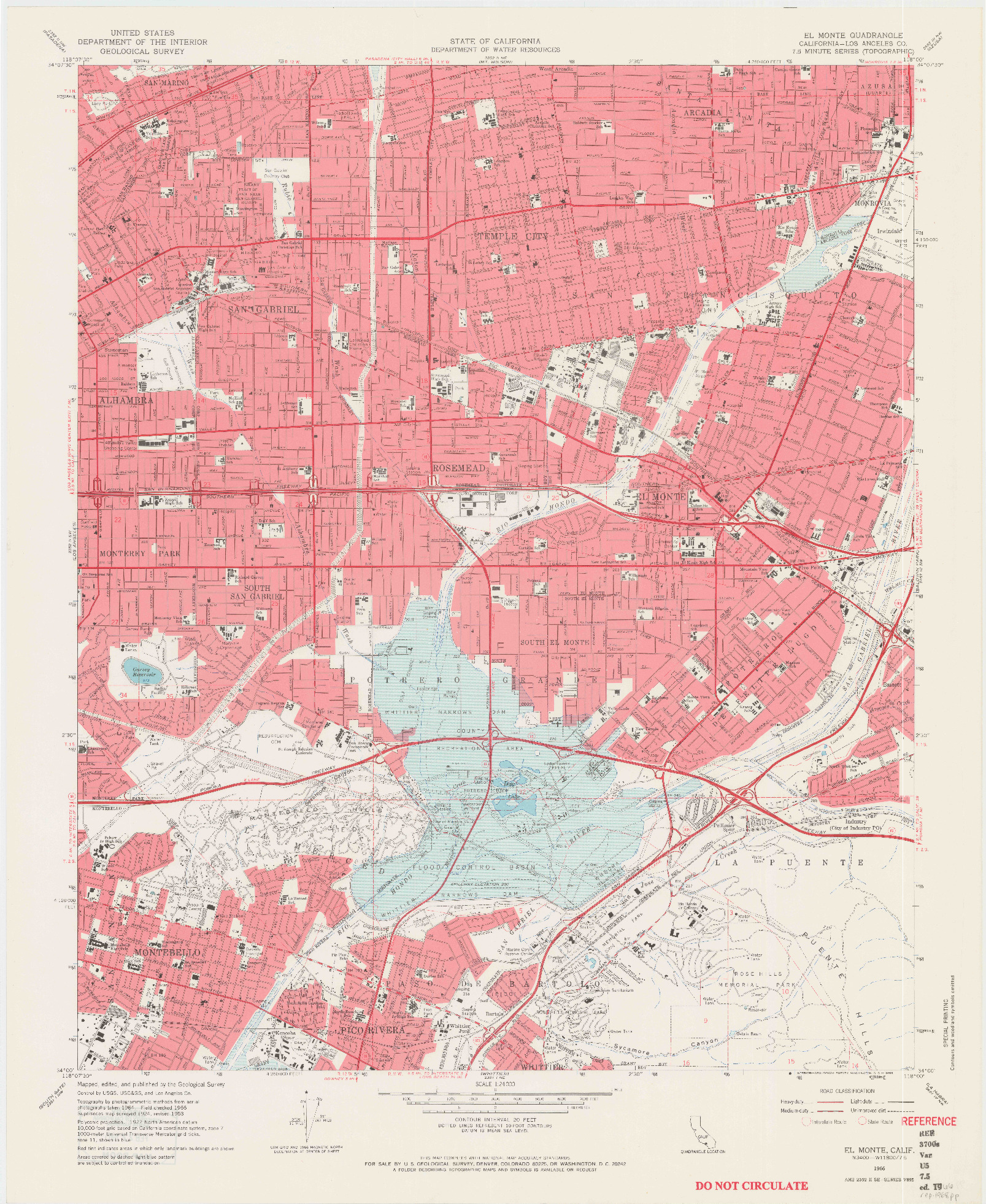 USGS 1:24000-SCALE QUADRANGLE FOR EL MONTE, CA 1966