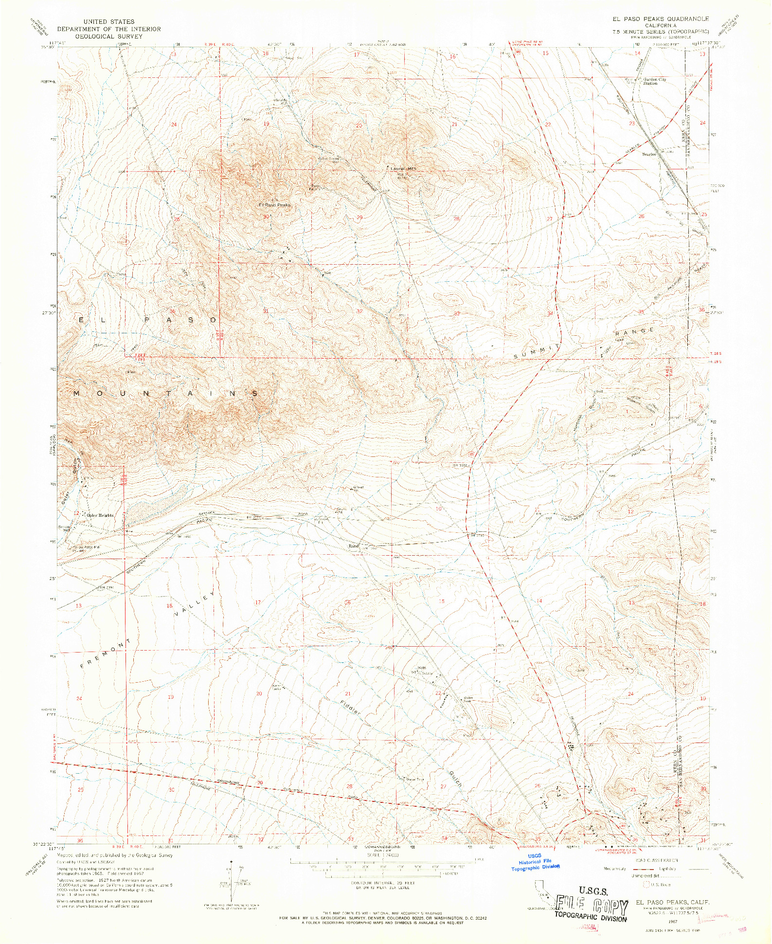 USGS 1:24000-SCALE QUADRANGLE FOR EL PASO PEAKS, CA 1967