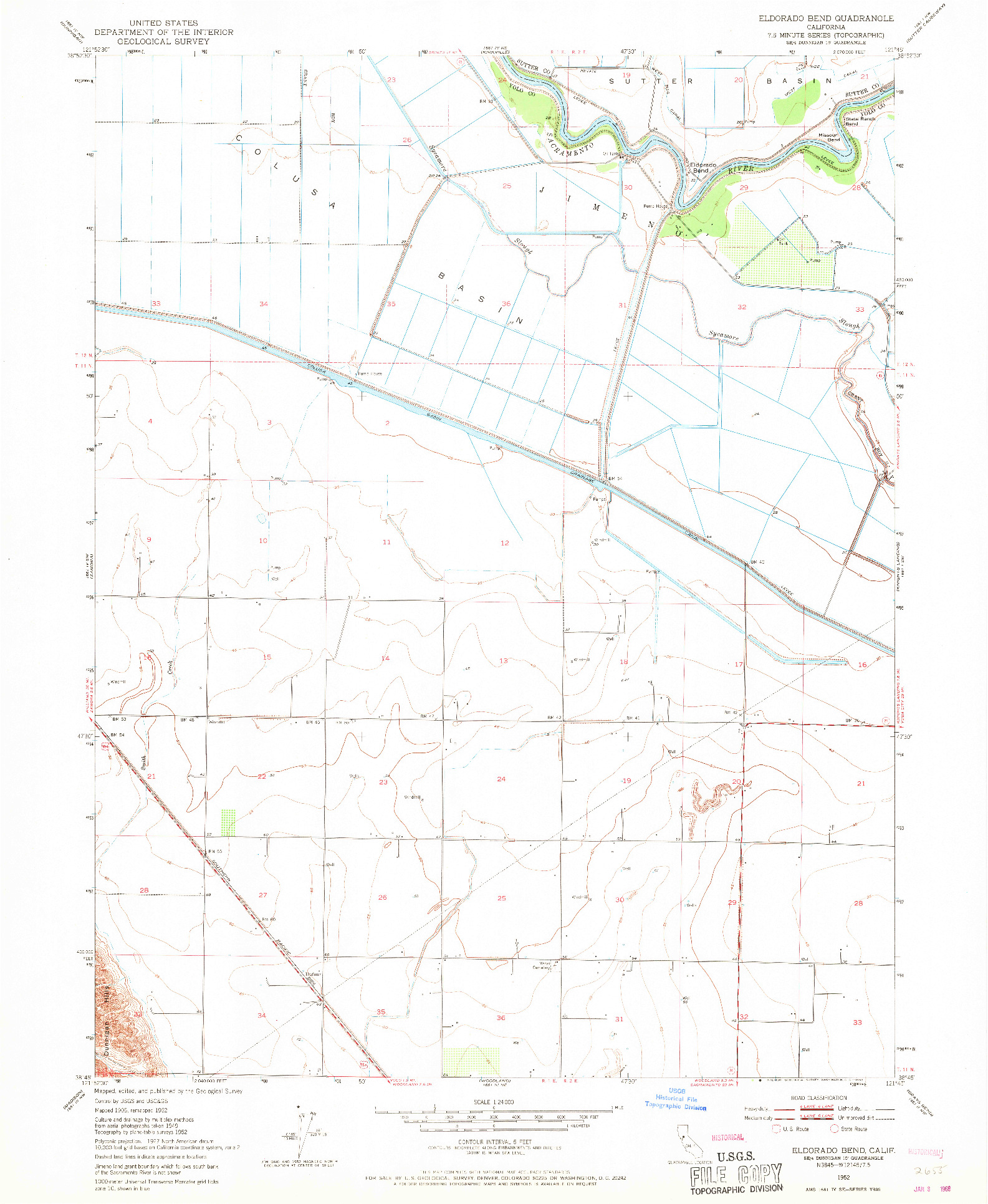 USGS 1:24000-SCALE QUADRANGLE FOR ELDORADO BEND, CA 1952