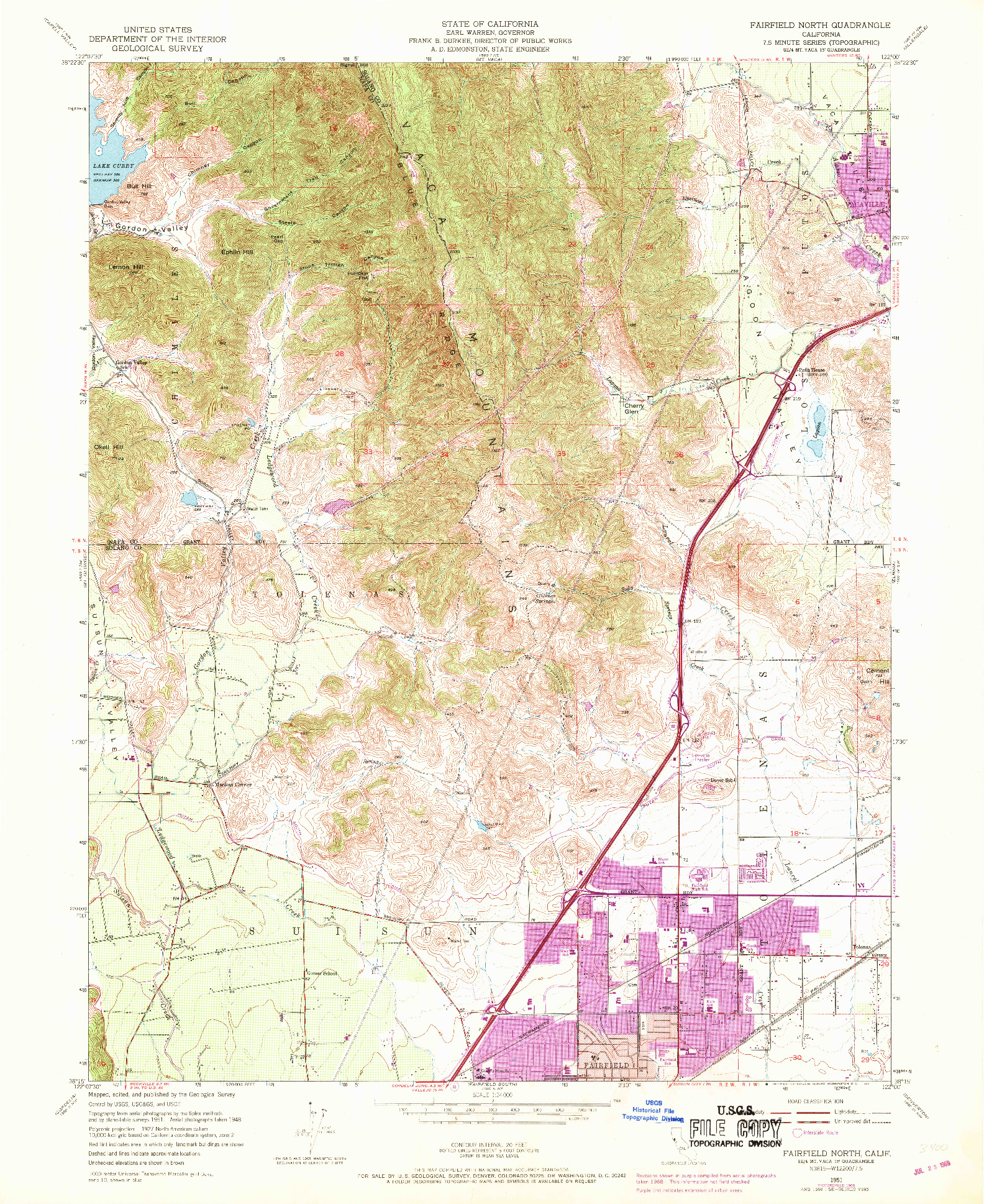 USGS 1:24000-SCALE QUADRANGLE FOR FAIRFIELD NORTH, CA 1951