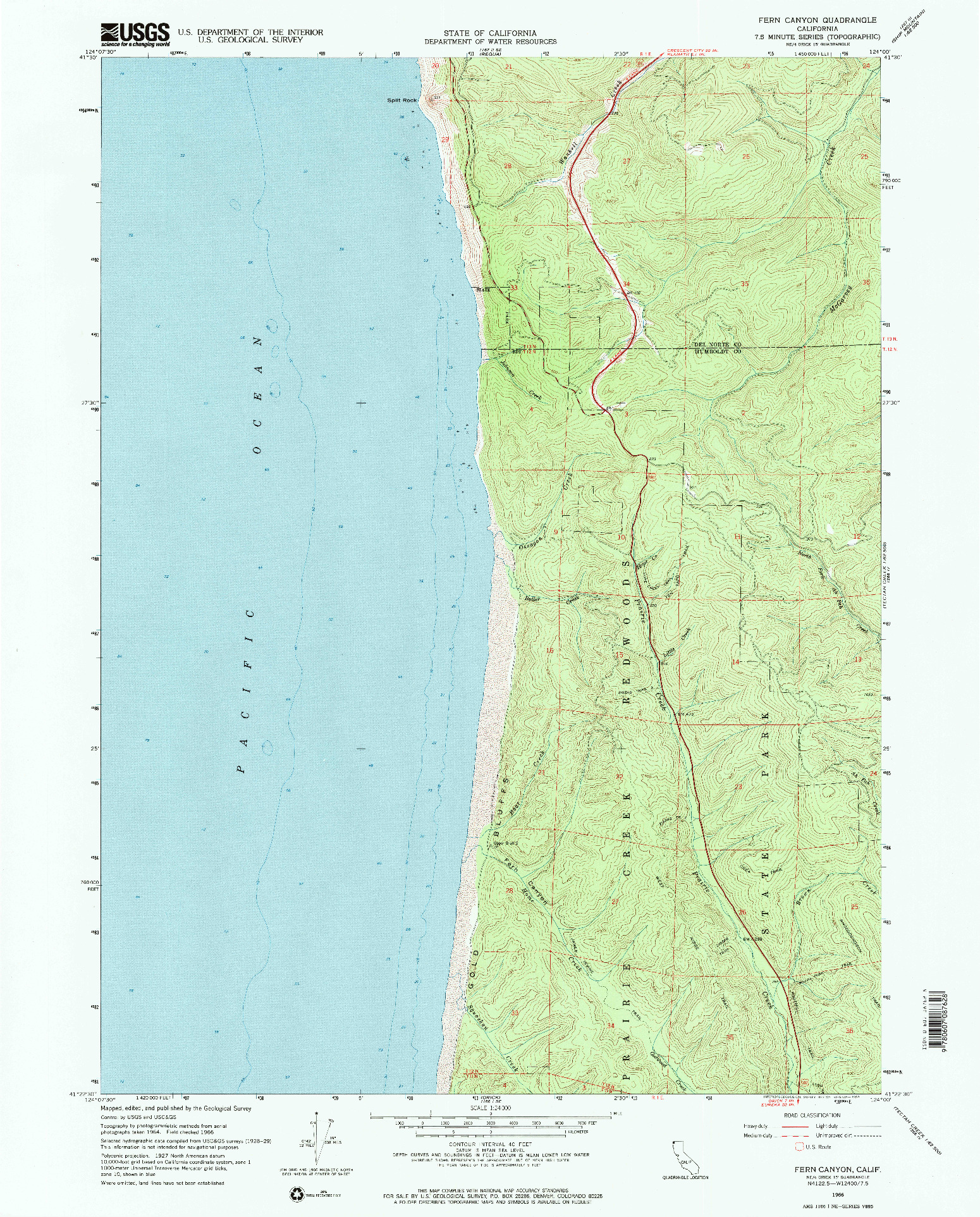 USGS 1:24000-SCALE QUADRANGLE FOR FERN CANYON, CA 1966