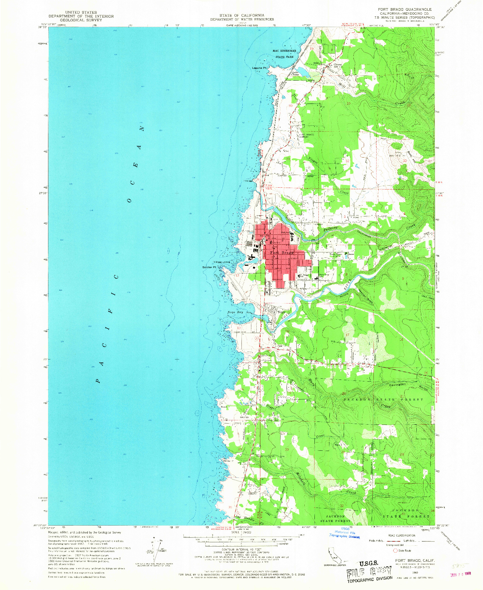 USGS 1:24000-SCALE QUADRANGLE FOR FORT BRAGG, CA 1960