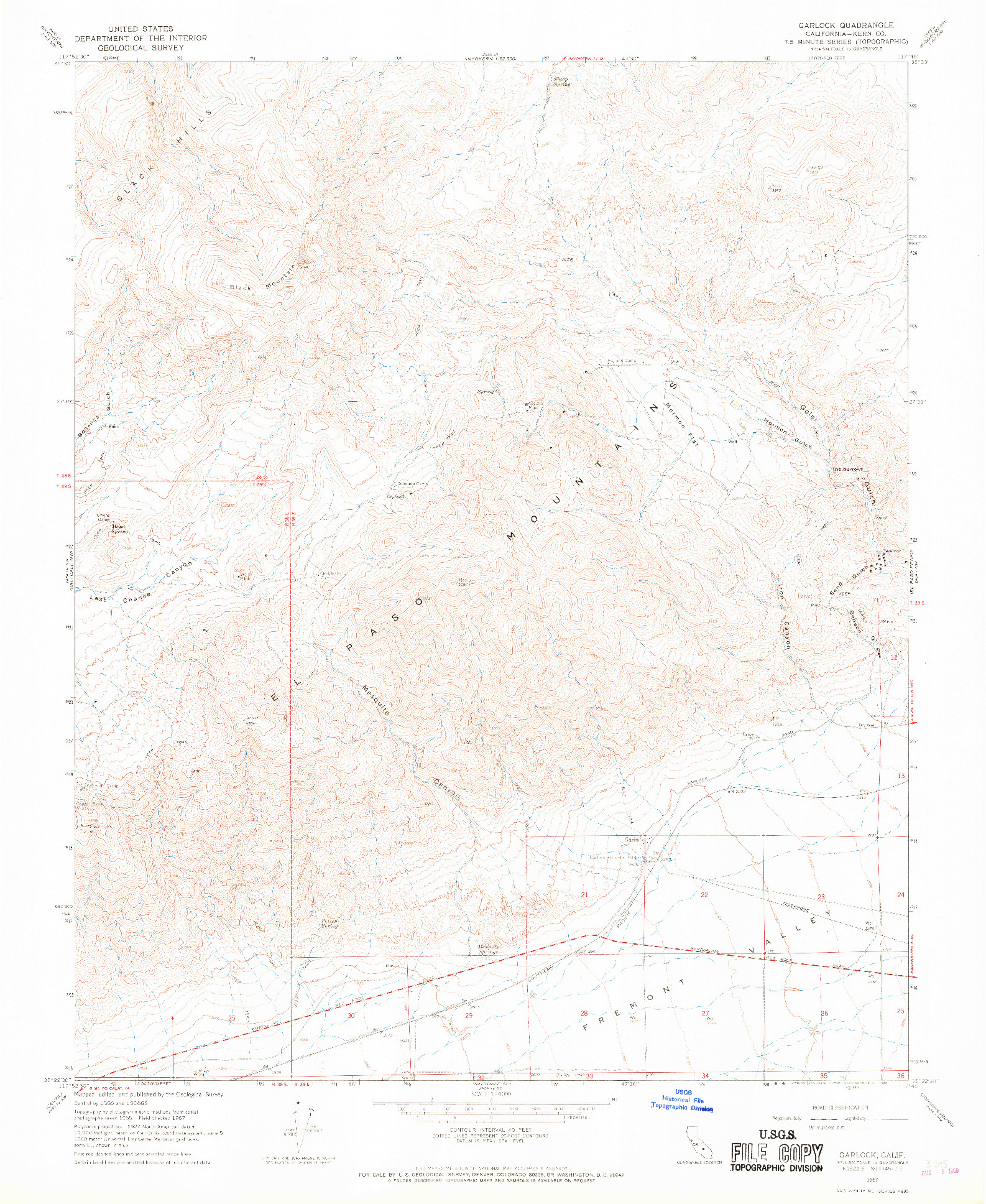 USGS 1:24000-SCALE QUADRANGLE FOR GARLOCK, CA 1967