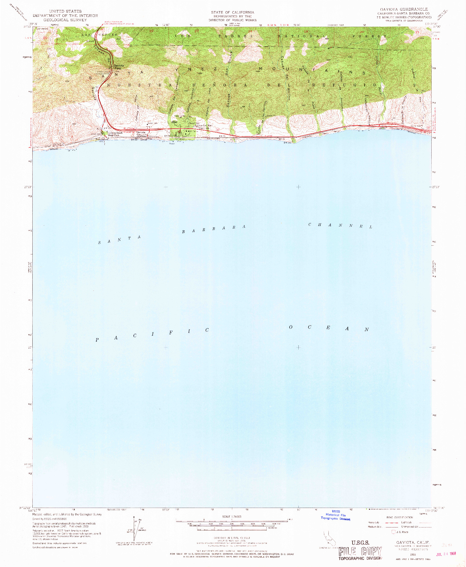 USGS 1:24000-SCALE QUADRANGLE FOR GAVIOTA, CA 1953