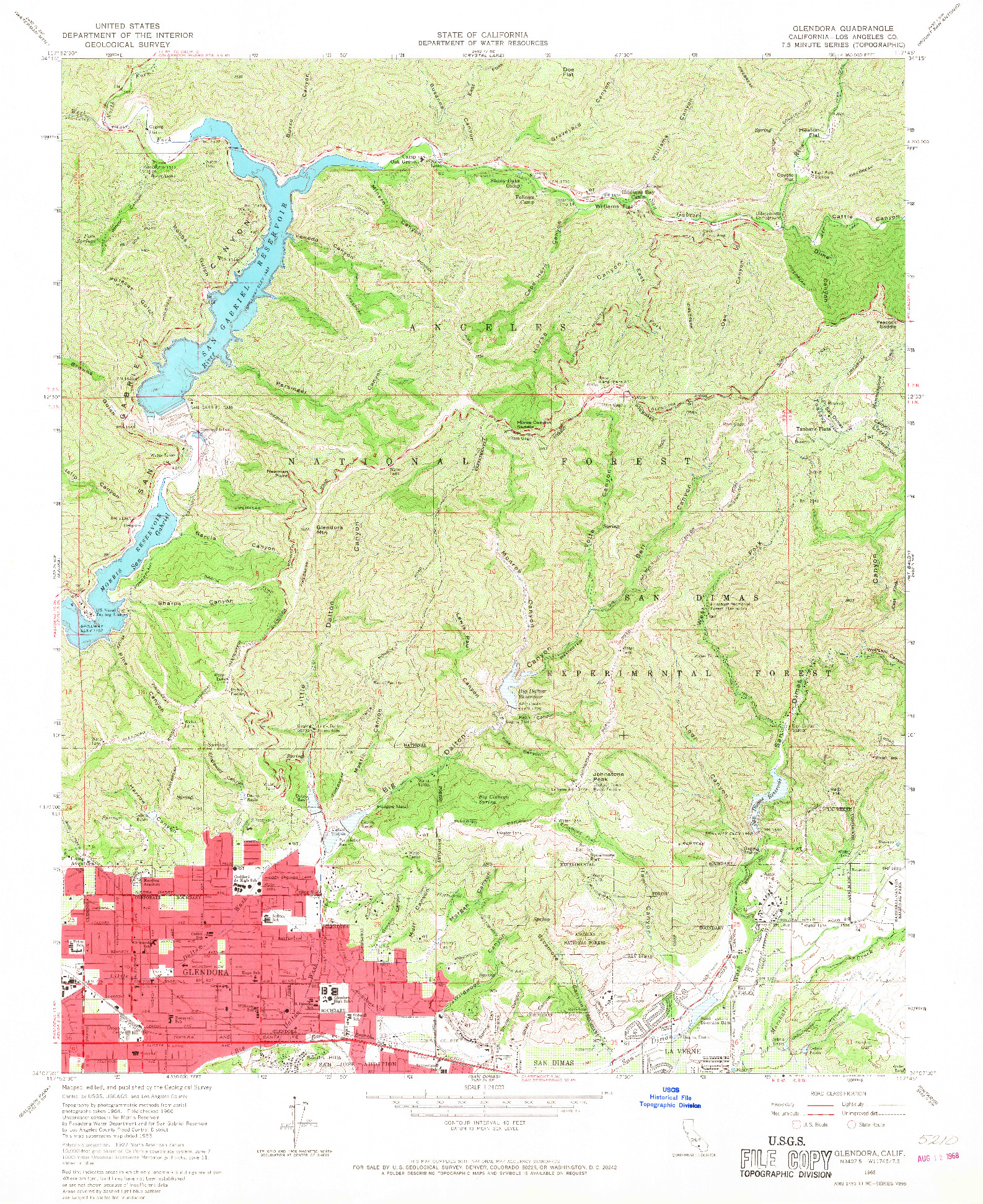 USGS 1:24000-SCALE QUADRANGLE FOR GLENDORA, CA 1966