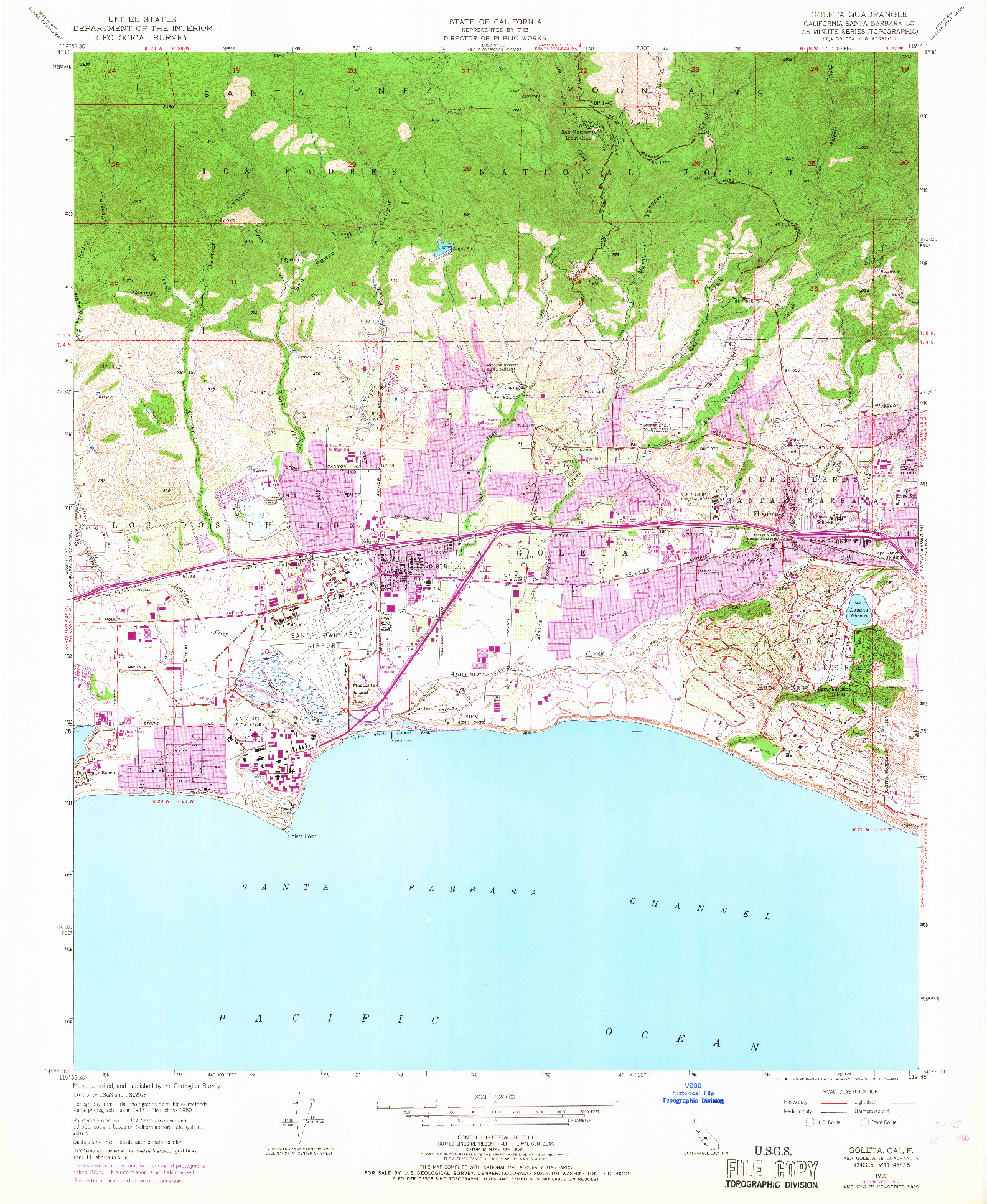 USGS 1:24000-SCALE QUADRANGLE FOR GOLETA, CA 1950