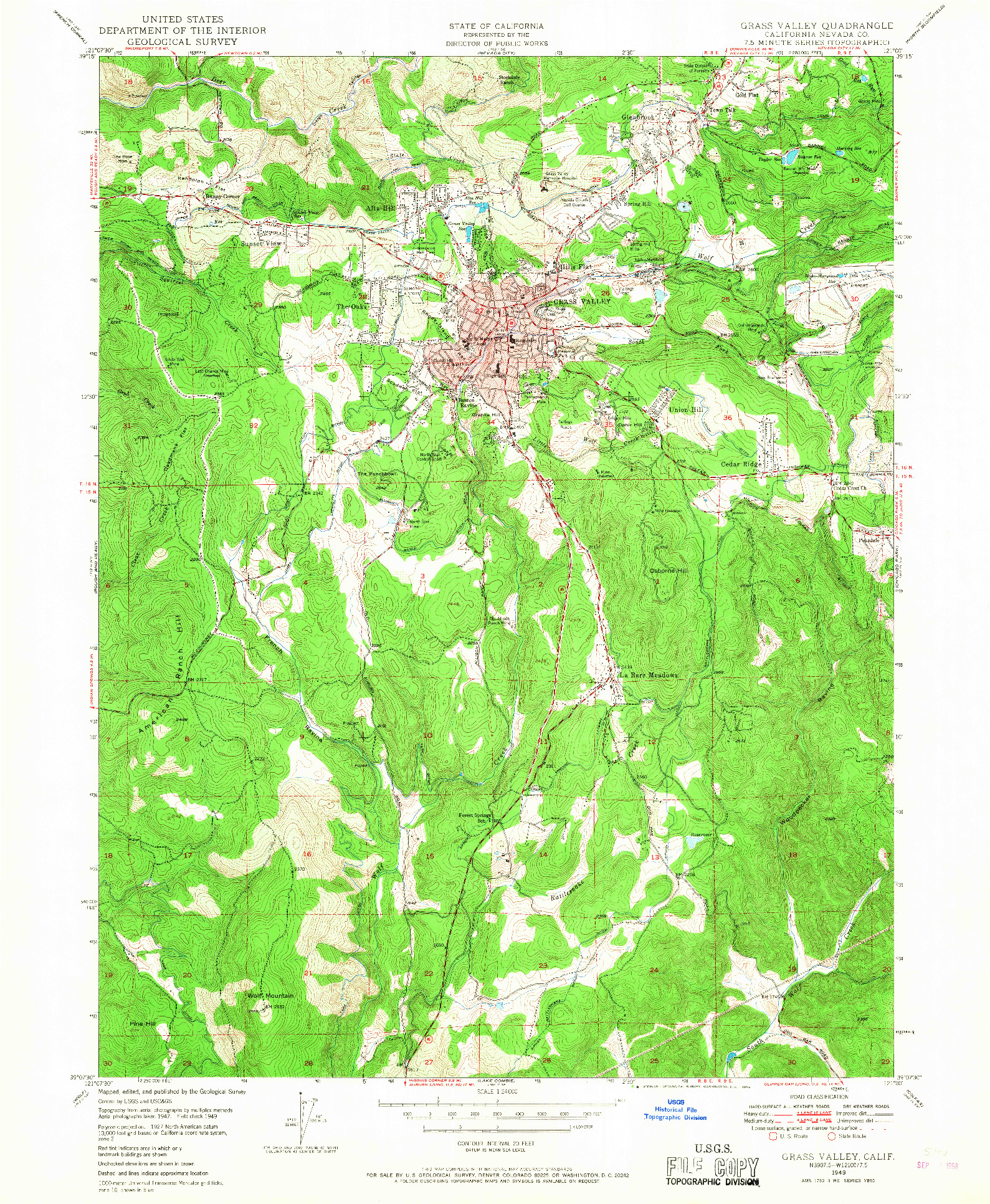 USGS 1:24000-SCALE QUADRANGLE FOR GRASS VALLEY, CA 1949