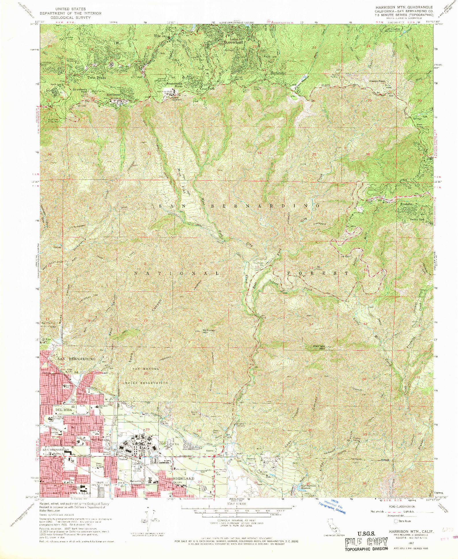 USGS 1:24000-SCALE QUADRANGLE FOR HARRISON MTN., CA 1967