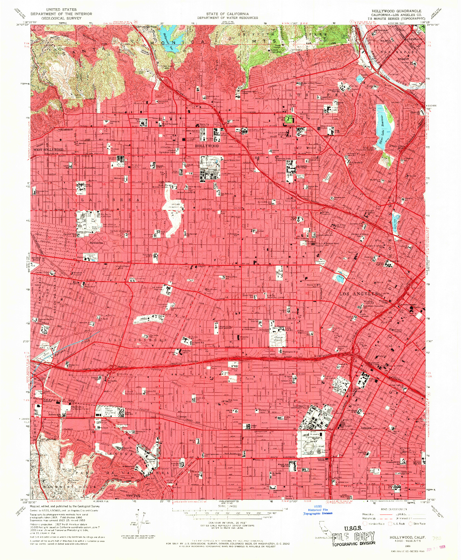 USGS 1:24000-SCALE QUADRANGLE FOR HOLLYWOOD, CA 1966