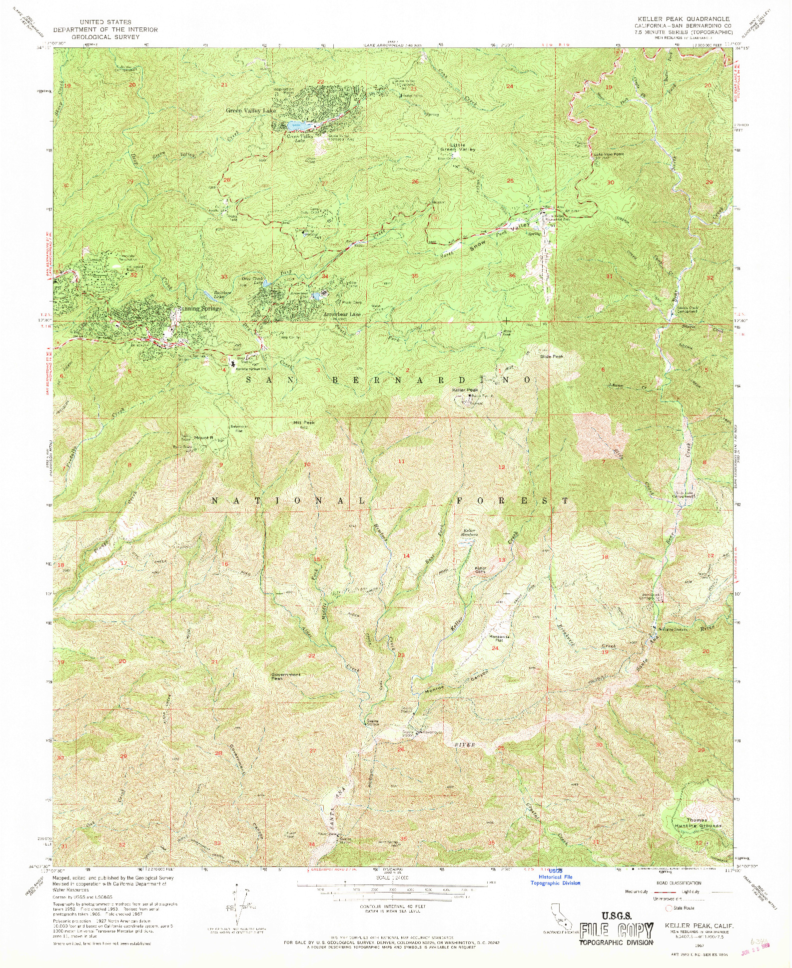 USGS 1:24000-SCALE QUADRANGLE FOR KELLER PEAK, CA 1967