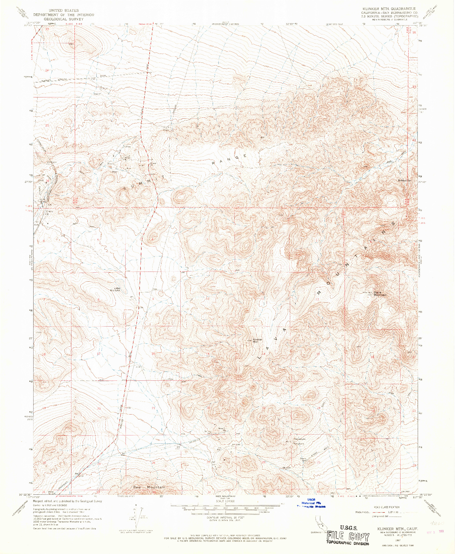 USGS 1:24000-SCALE QUADRANGLE FOR KLINKER MOUNTAIN, CA 1967