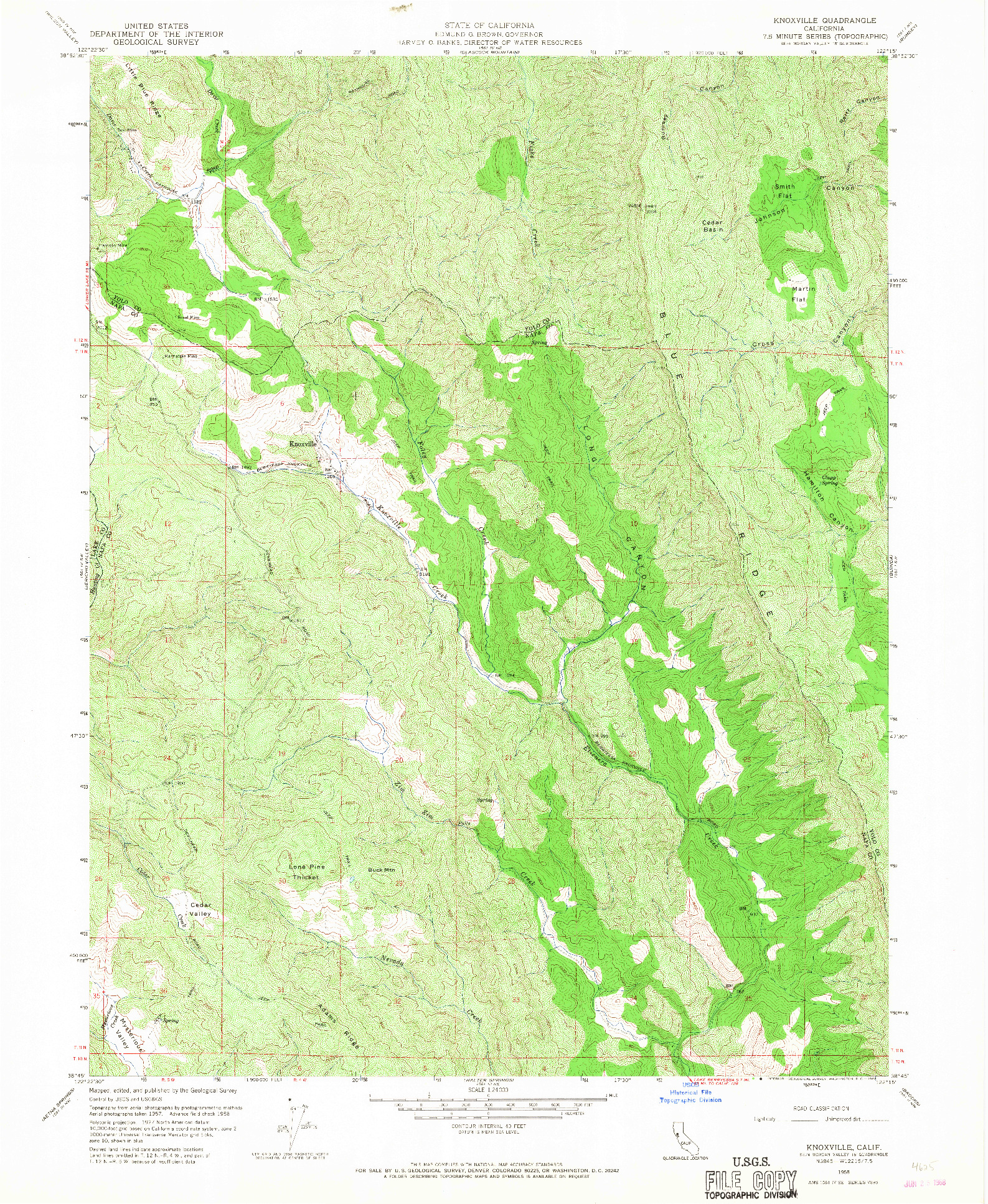 USGS 1:24000-SCALE QUADRANGLE FOR KNOXVILLE, CA 1958