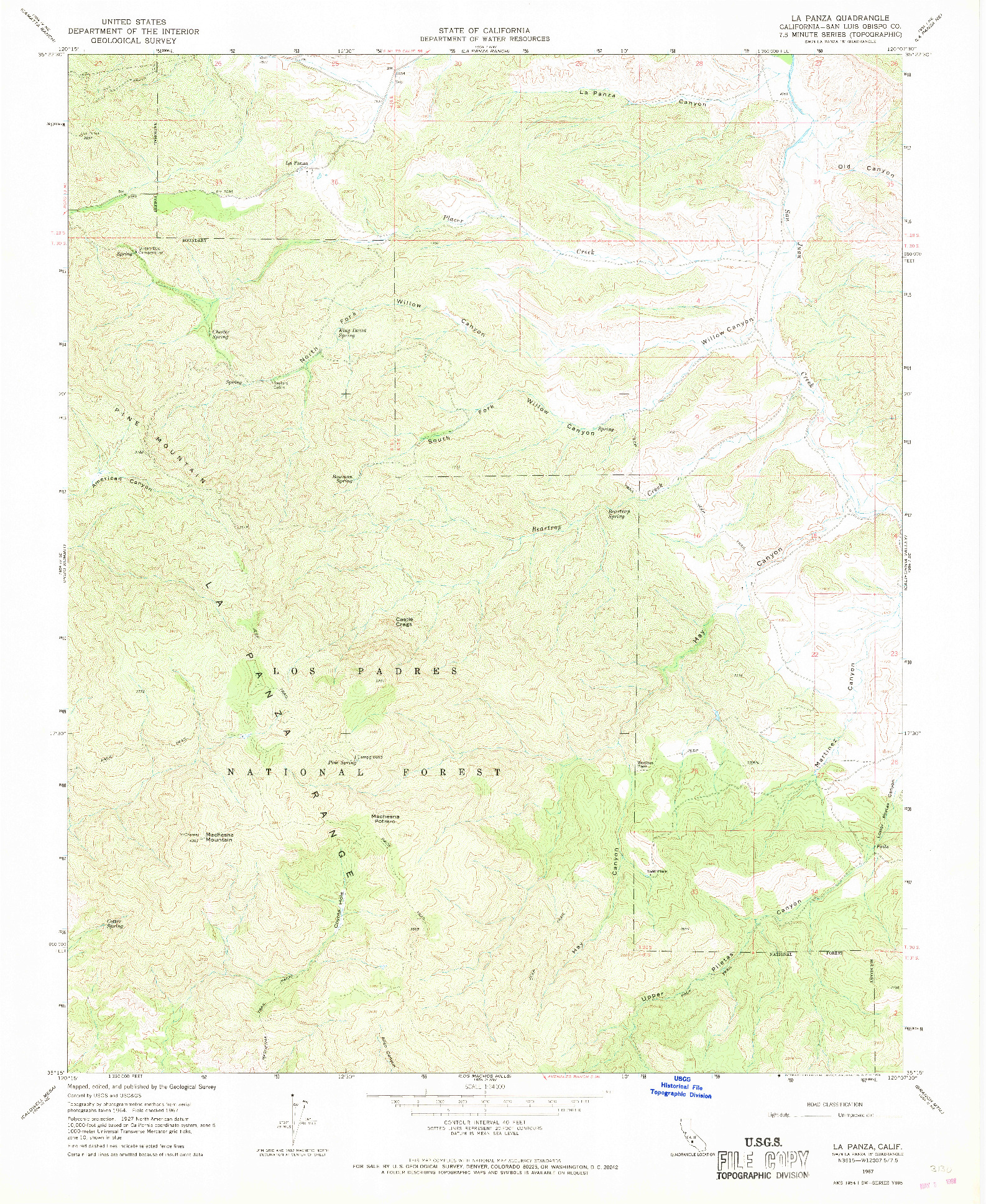 USGS 1:24000-SCALE QUADRANGLE FOR LA PANZA, CA 1967