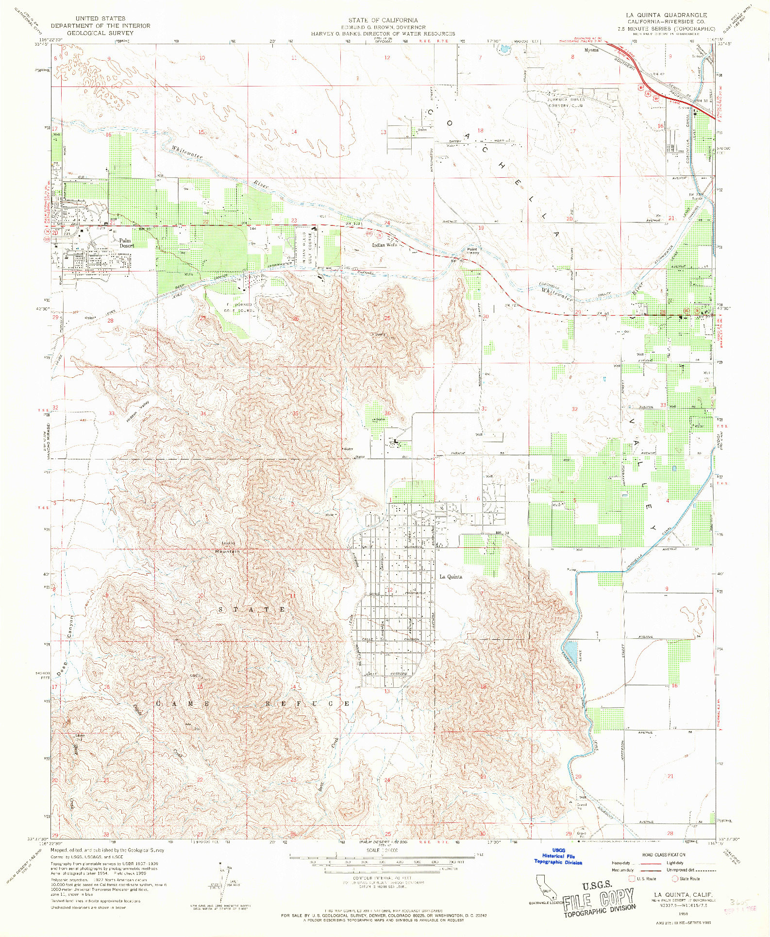 USGS 1:24000-SCALE QUADRANGLE FOR LA QUINTA, CA 1959