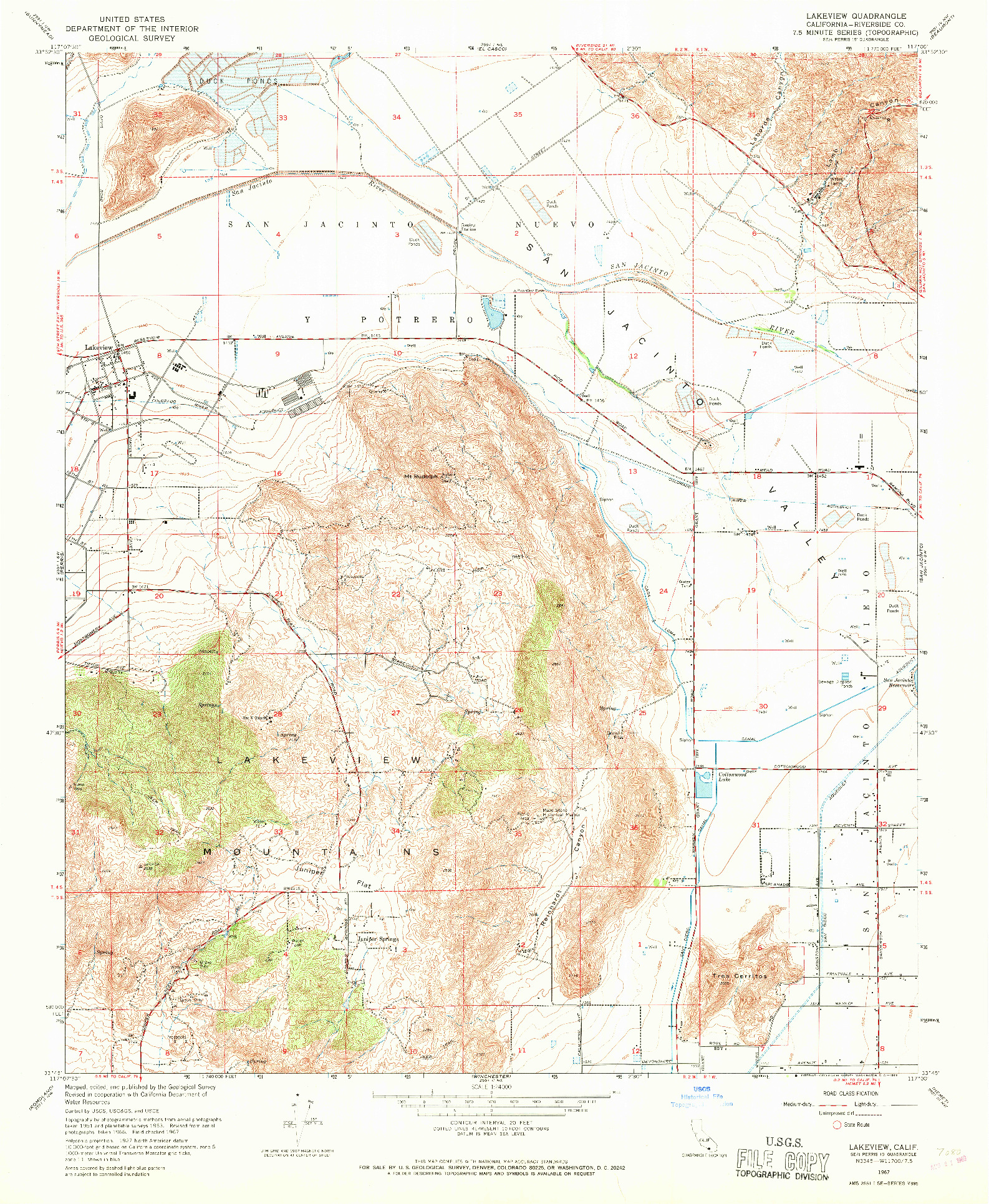 USGS 1:24000-SCALE QUADRANGLE FOR LAKEVIEW, CA 1967