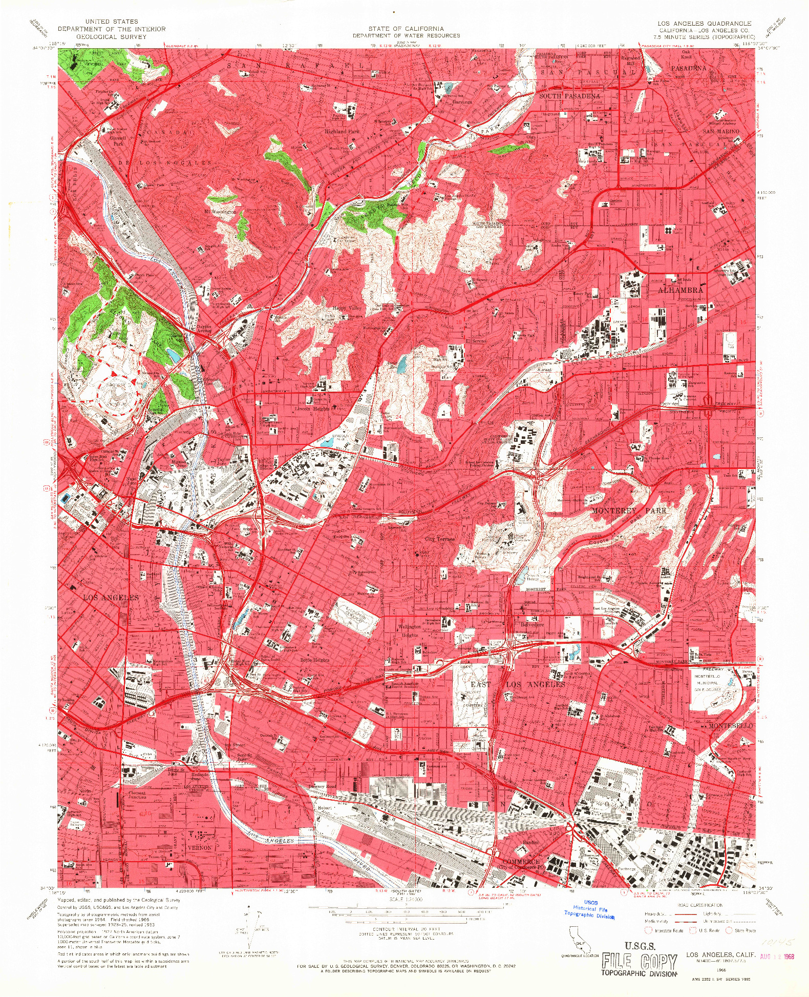 USGS 1:24000-SCALE QUADRANGLE FOR LOS ANGELES, CA 1966