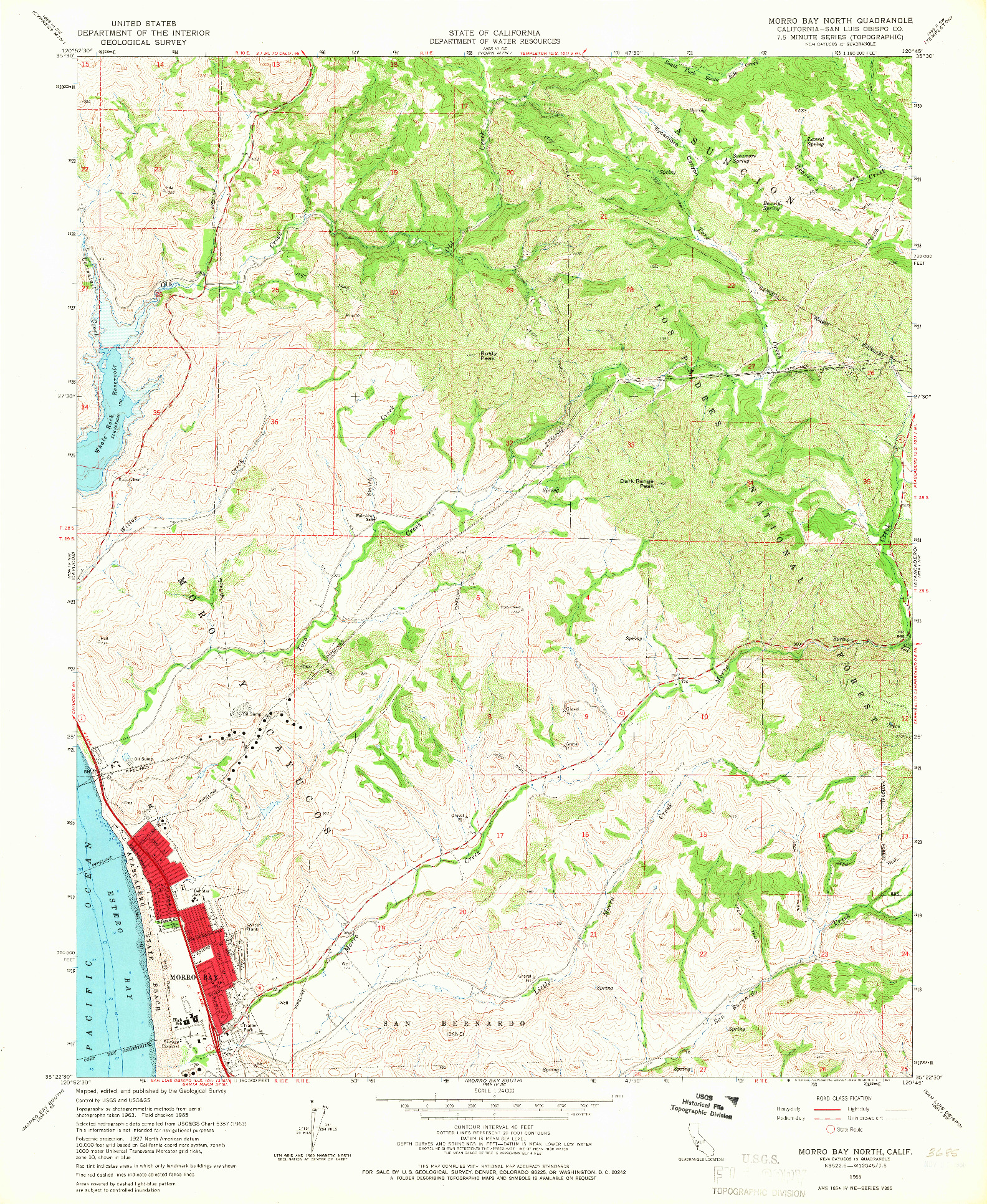 USGS 1:24000-SCALE QUADRANGLE FOR MORRO BAY NORTH, CA 1965