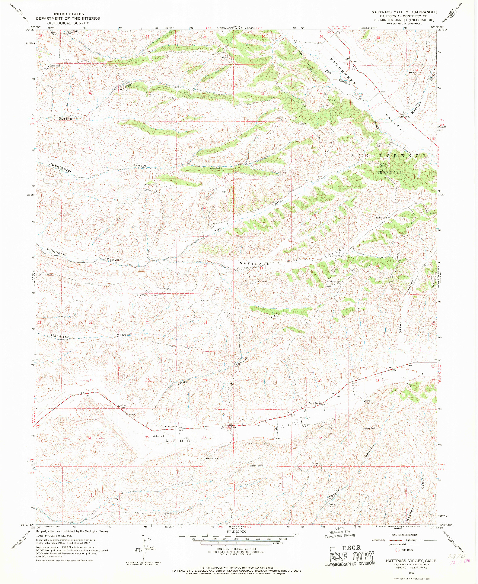 USGS 1:24000-SCALE QUADRANGLE FOR NATTRASS VALLEY, CA 1967