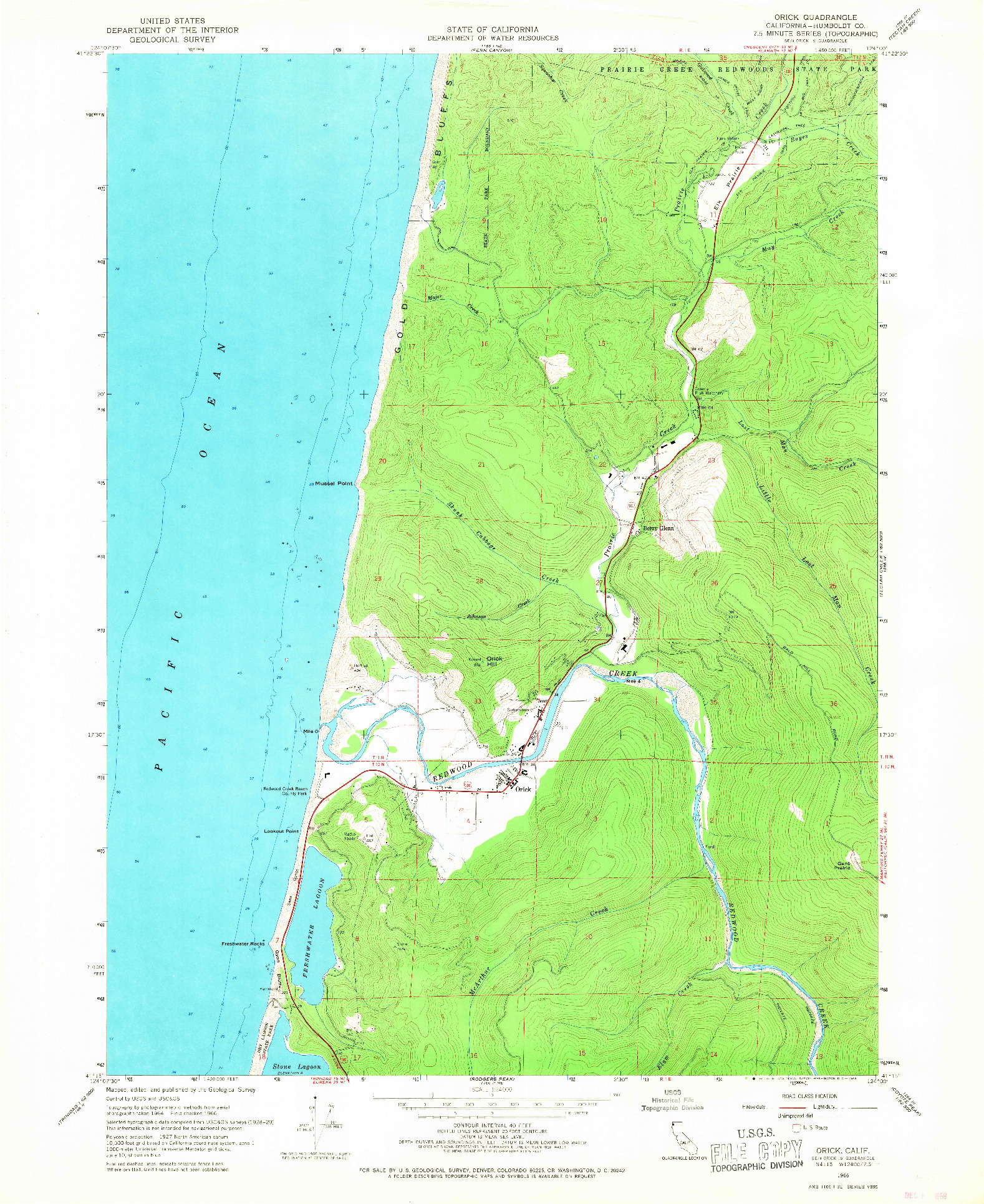 USGS 1:24000-SCALE QUADRANGLE FOR ORICK, CA 1966