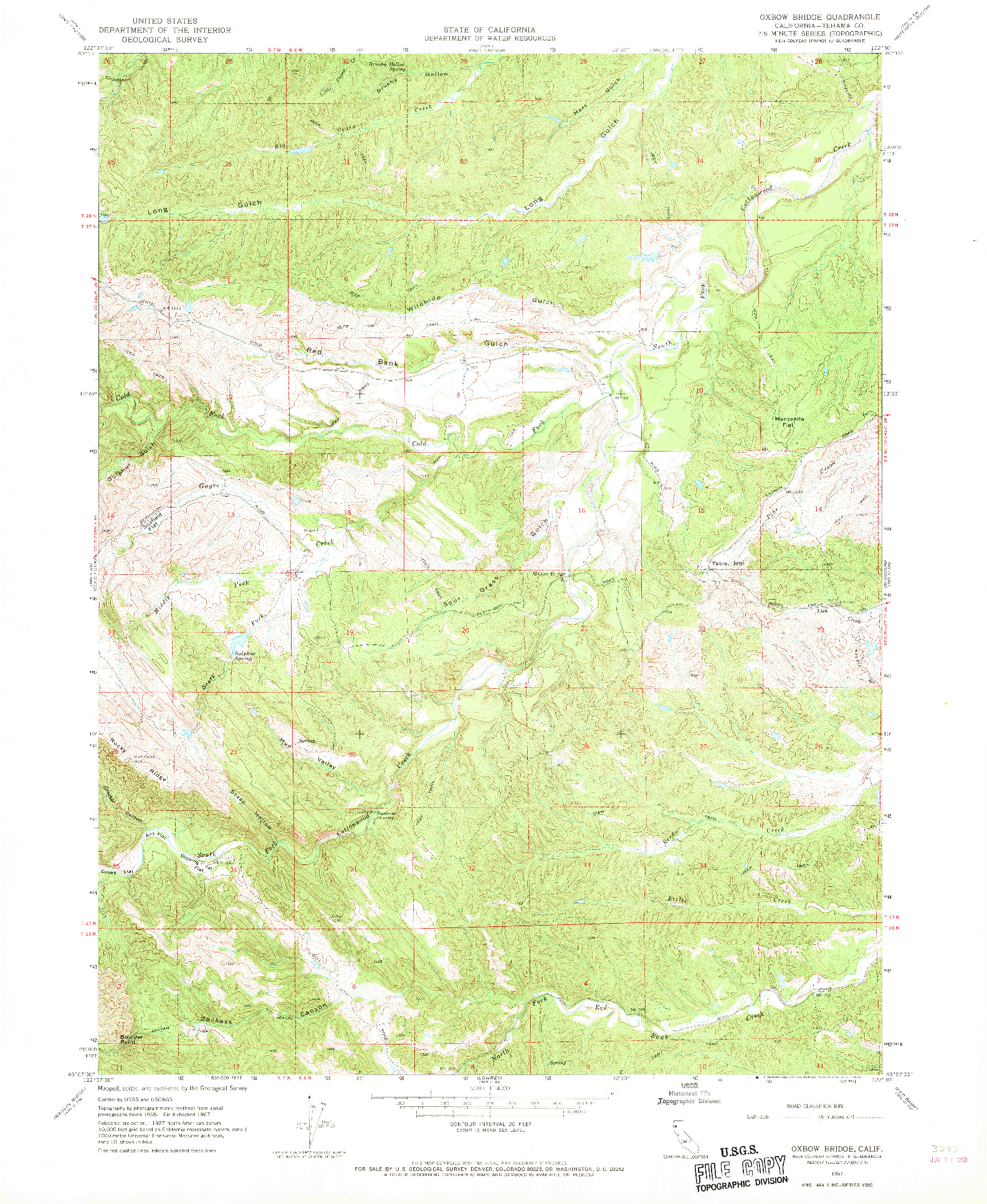 USGS 1:24000-SCALE QUADRANGLE FOR OXBOW BRIDGE, CA 1967