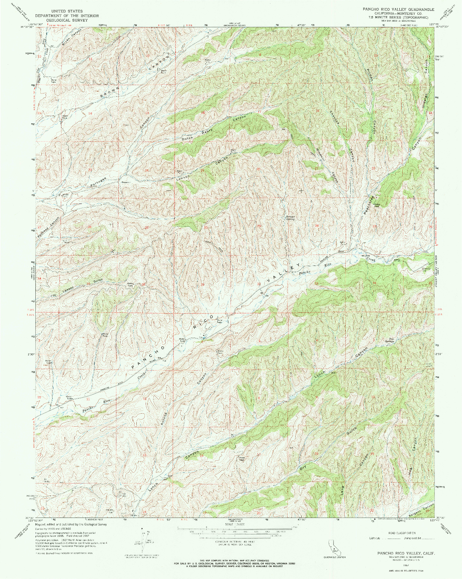 USGS 1:24000-SCALE QUADRANGLE FOR PANCHO RICO VALLEY, CA 1967