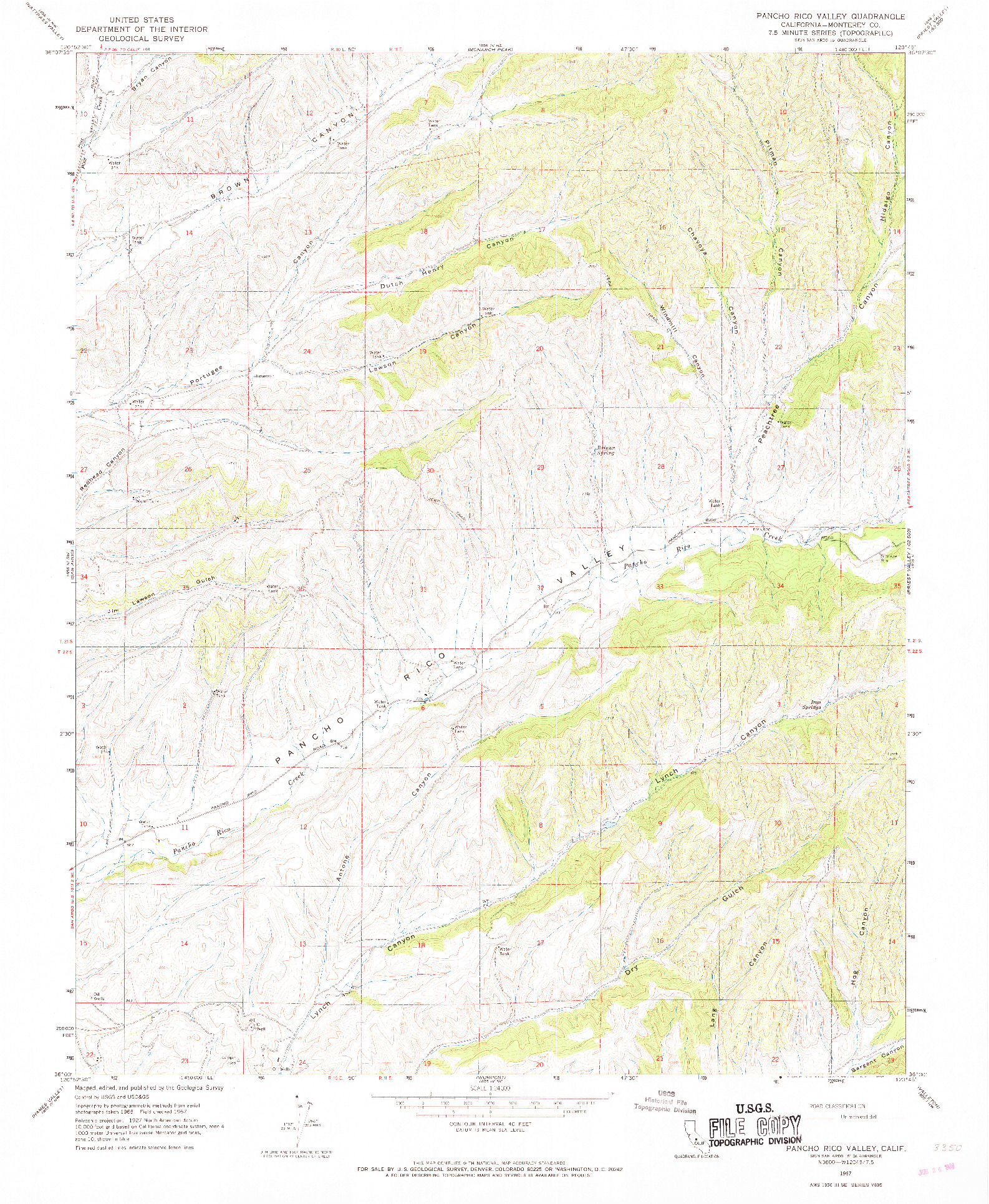 USGS 1:24000-SCALE QUADRANGLE FOR PANCHO RICO VALLEY, CA 1967