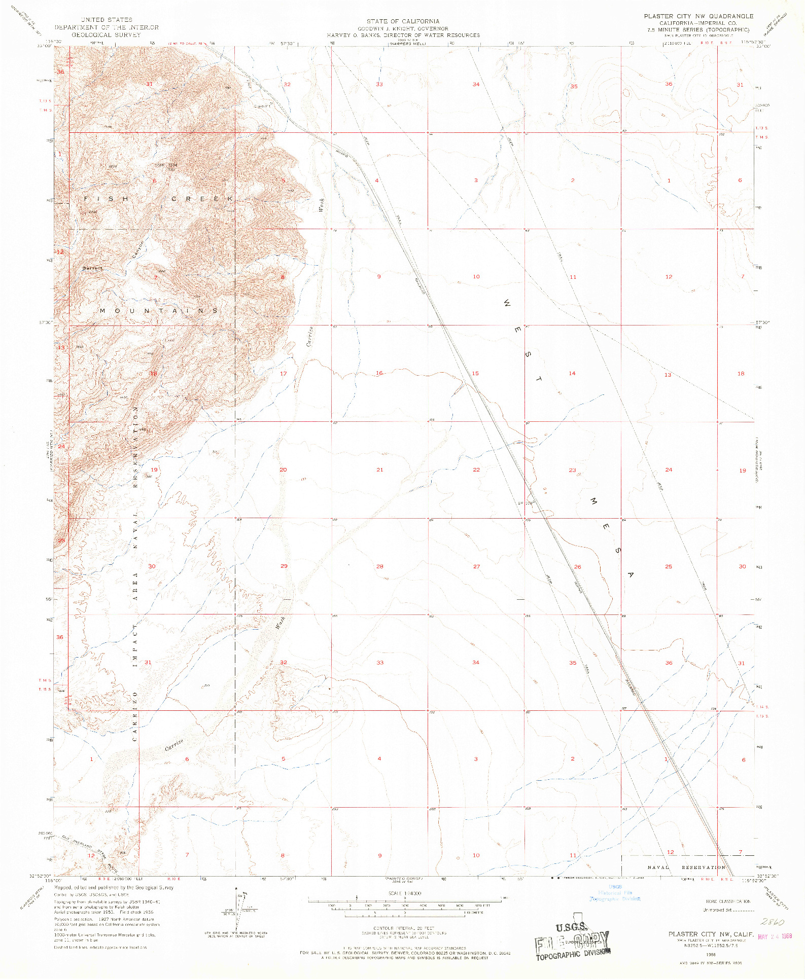 USGS 1:24000-SCALE QUADRANGLE FOR PLASTER CITY NW, CA 1956