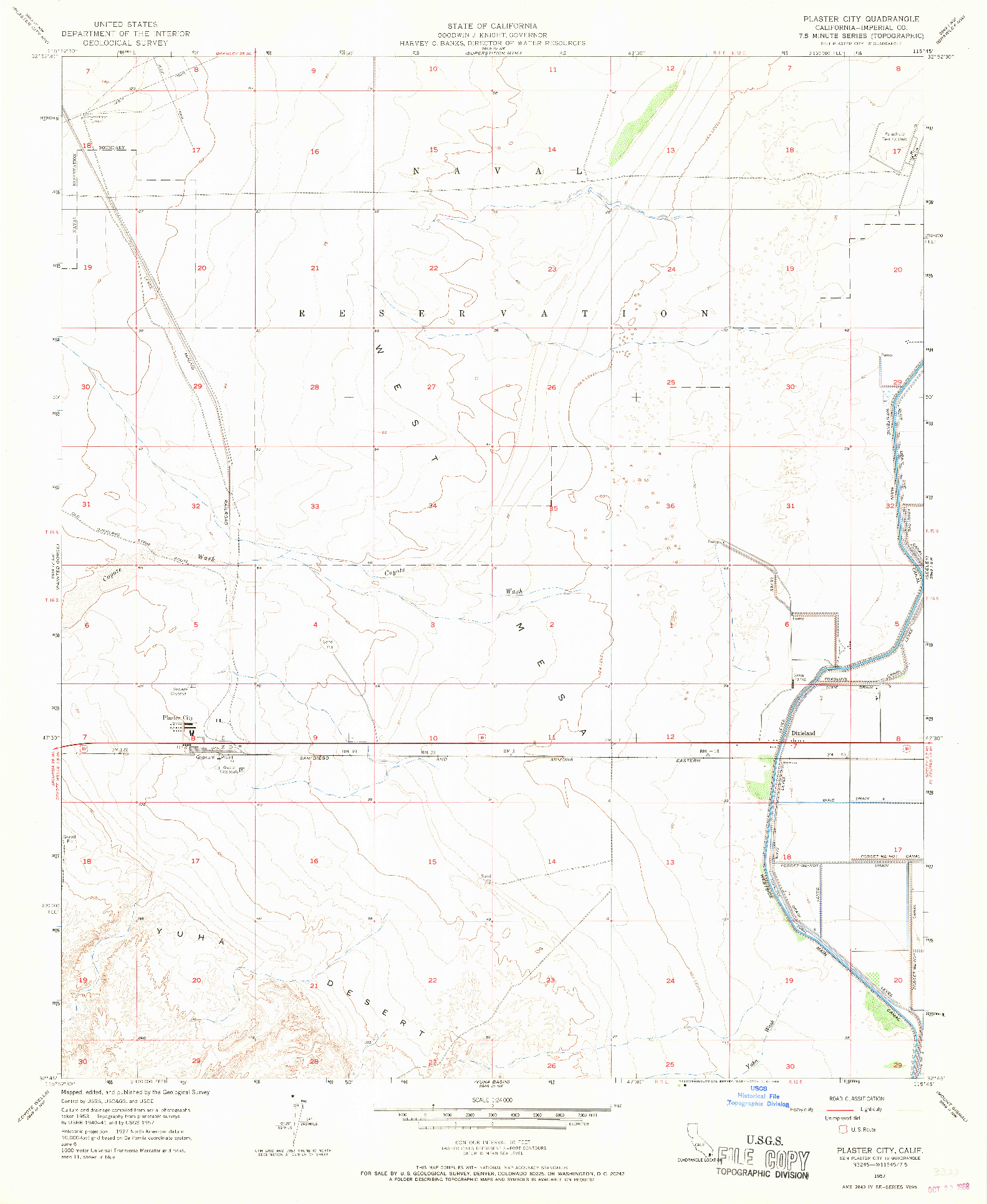 USGS 1:24000-SCALE QUADRANGLE FOR PLASTER CITY, CA 1957