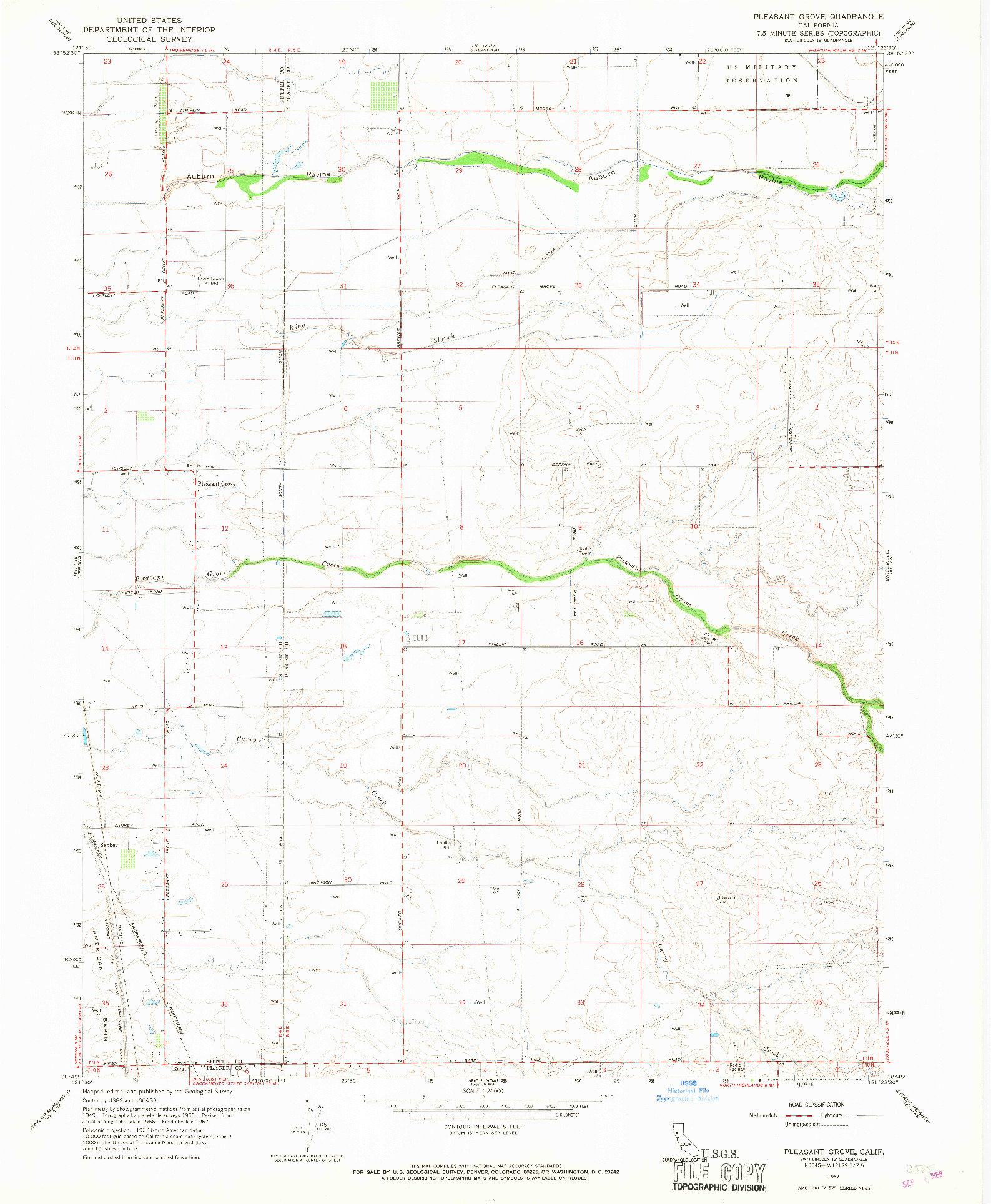 USGS 1:24000-SCALE QUADRANGLE FOR PLEASANT GROVE, CA 1967