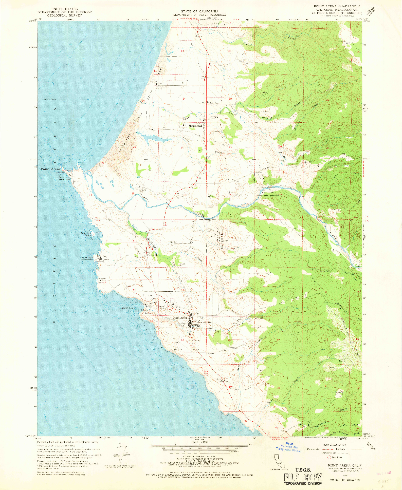 USGS 1:24000-SCALE QUADRANGLE FOR POINT ARENA, CA 1960