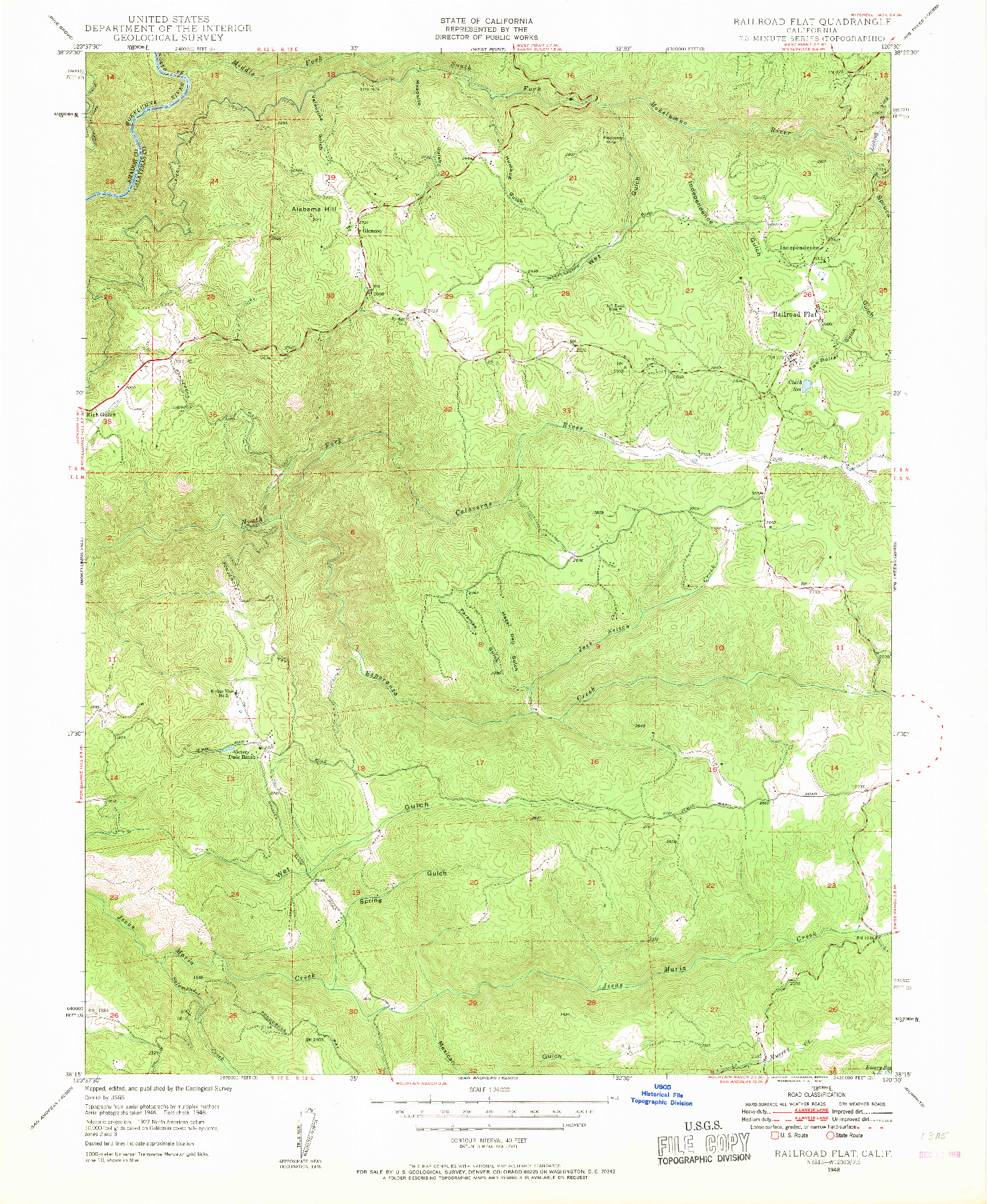 USGS 1:24000-SCALE QUADRANGLE FOR RAILROAD FLAT, CA 1948