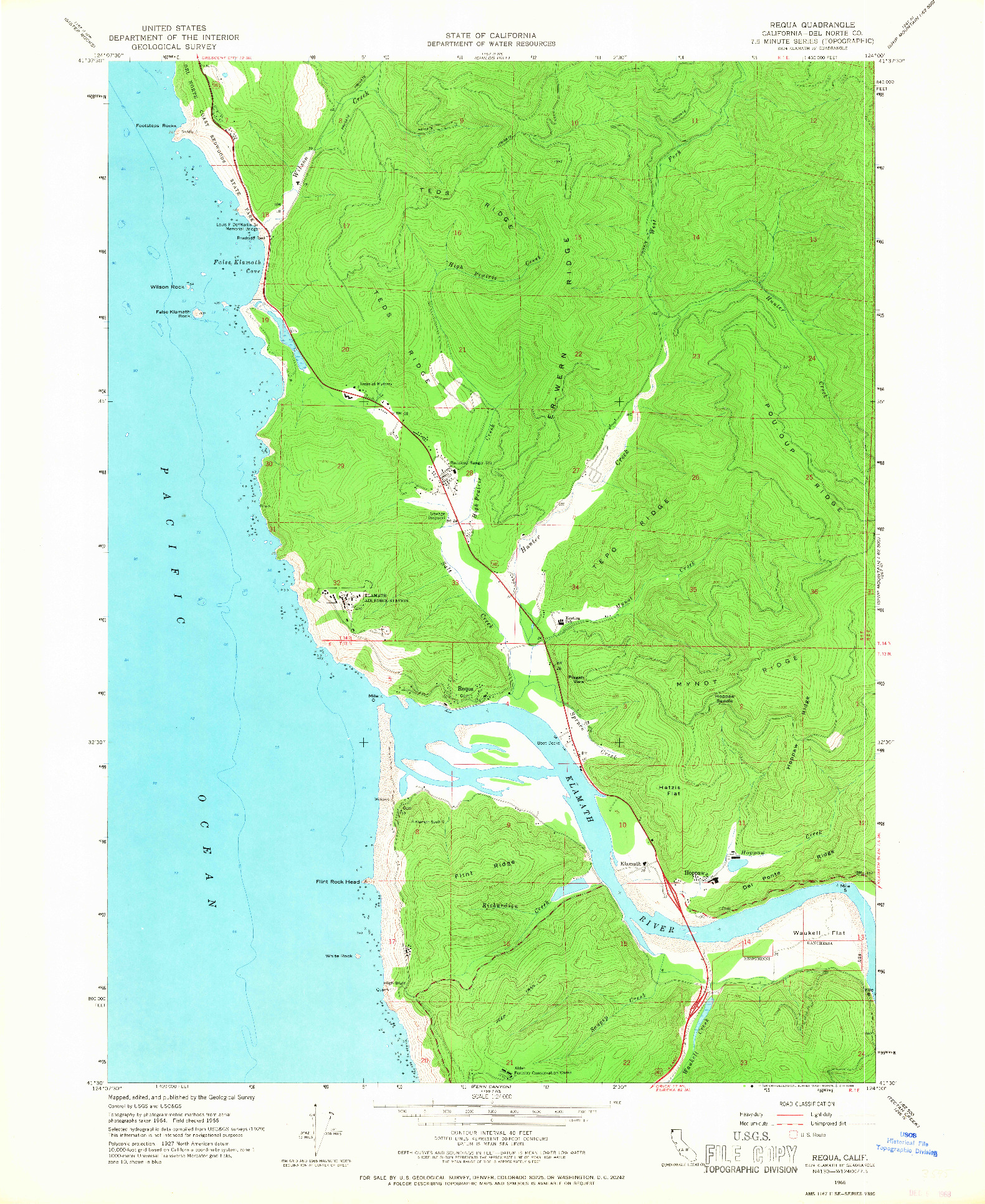 USGS 1:24000-SCALE QUADRANGLE FOR REQUA, CA 1966