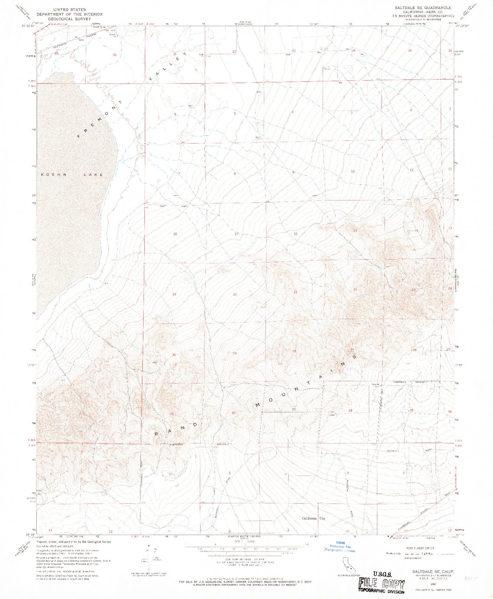 USGS 1:24000-SCALE QUADRANGLE FOR SALTDALE SE, CA 1967